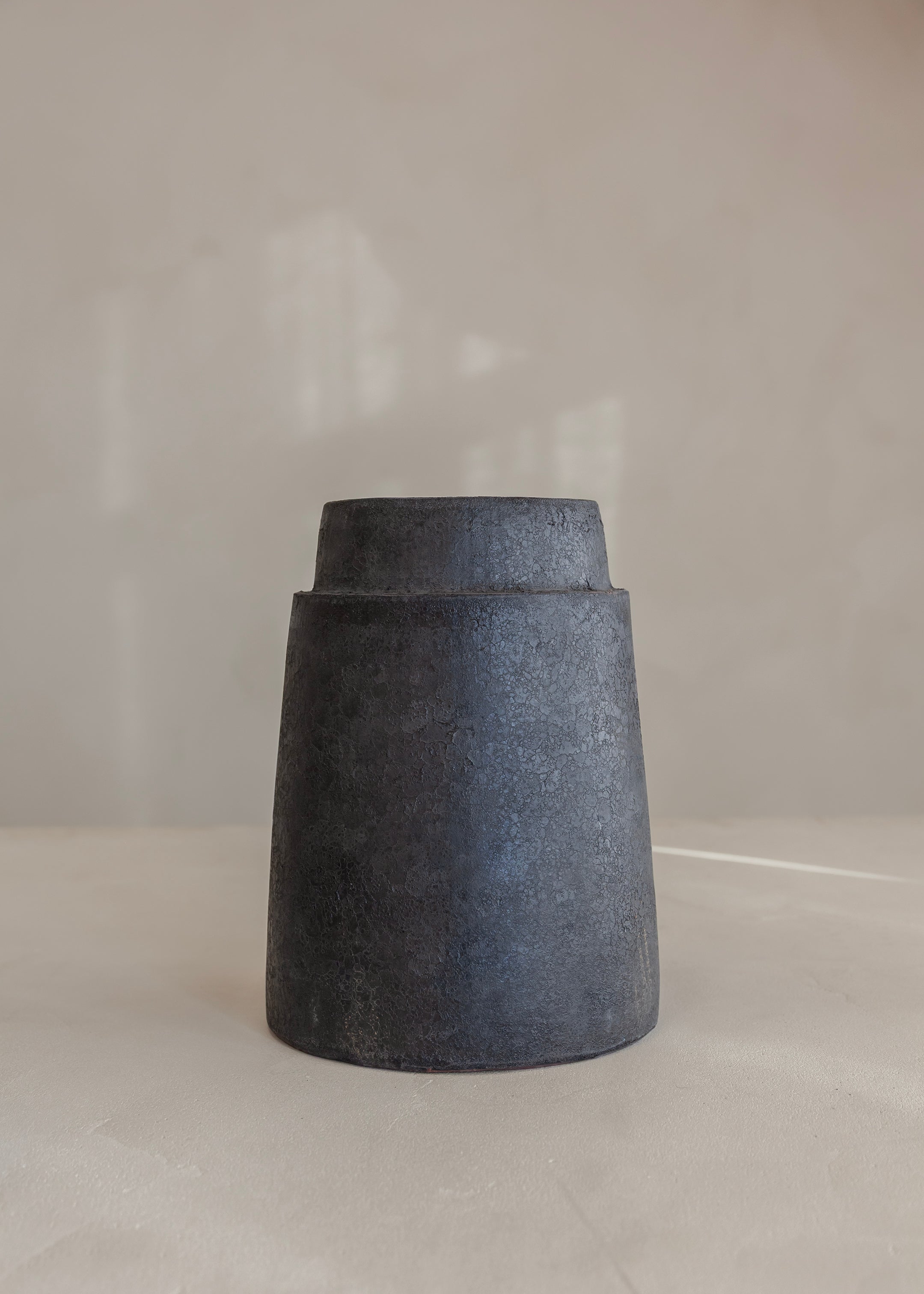 Earthenware Tapered Vessel / Aged Black