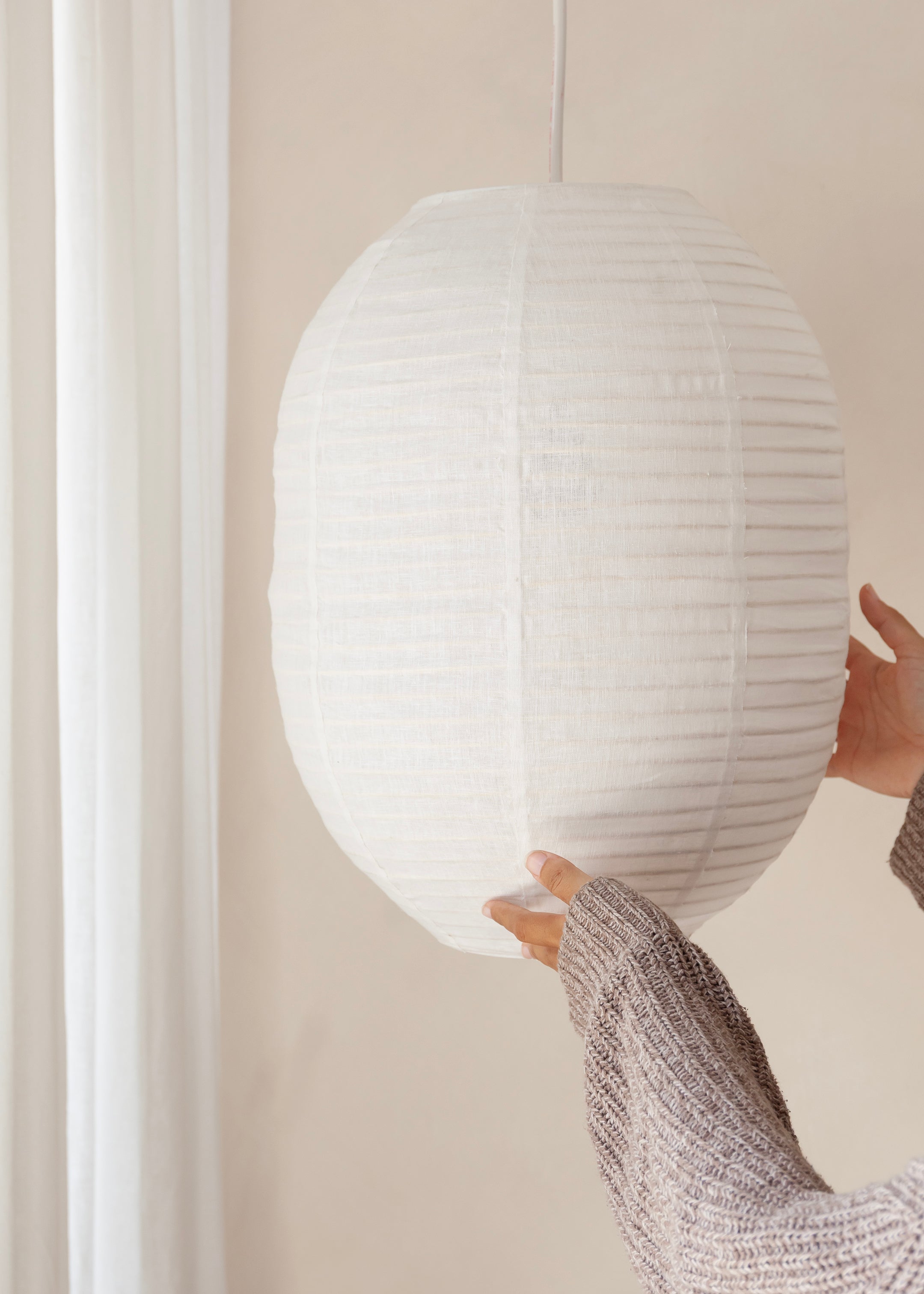 Elva Linen Lantern / Off White