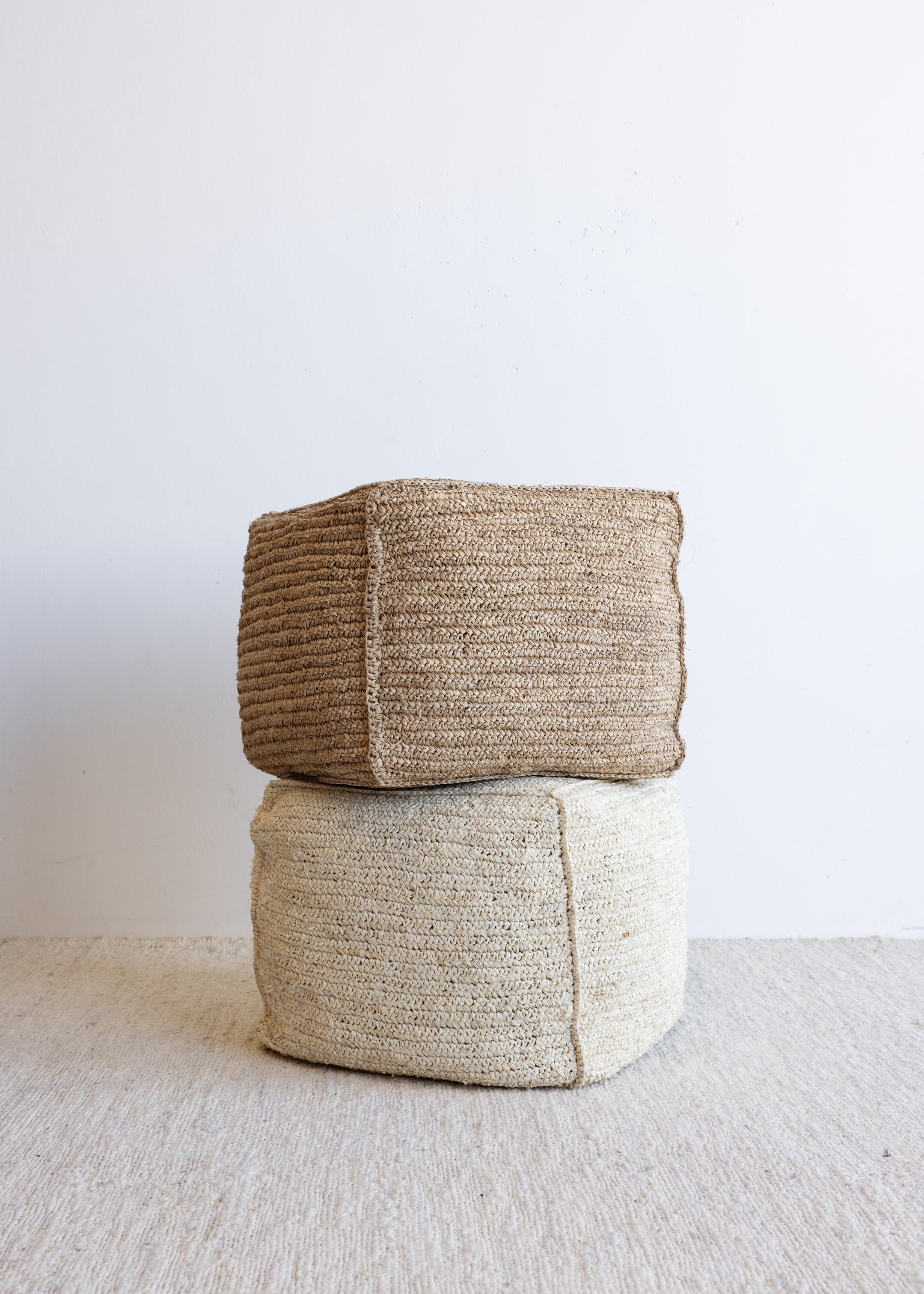 Sisal Square Pouf 45cm / Bleech