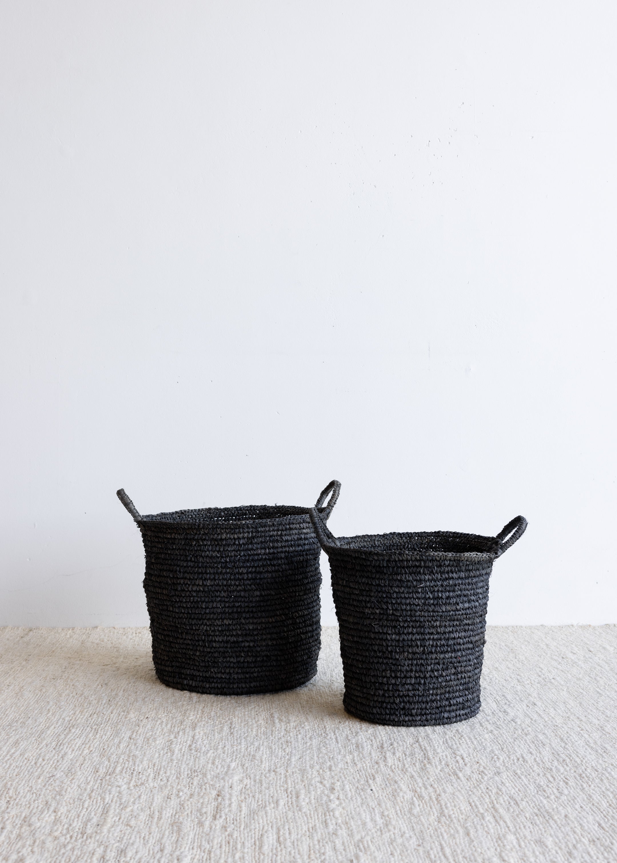 Elsa Sisal Basket Set Of 2 / Charcoal