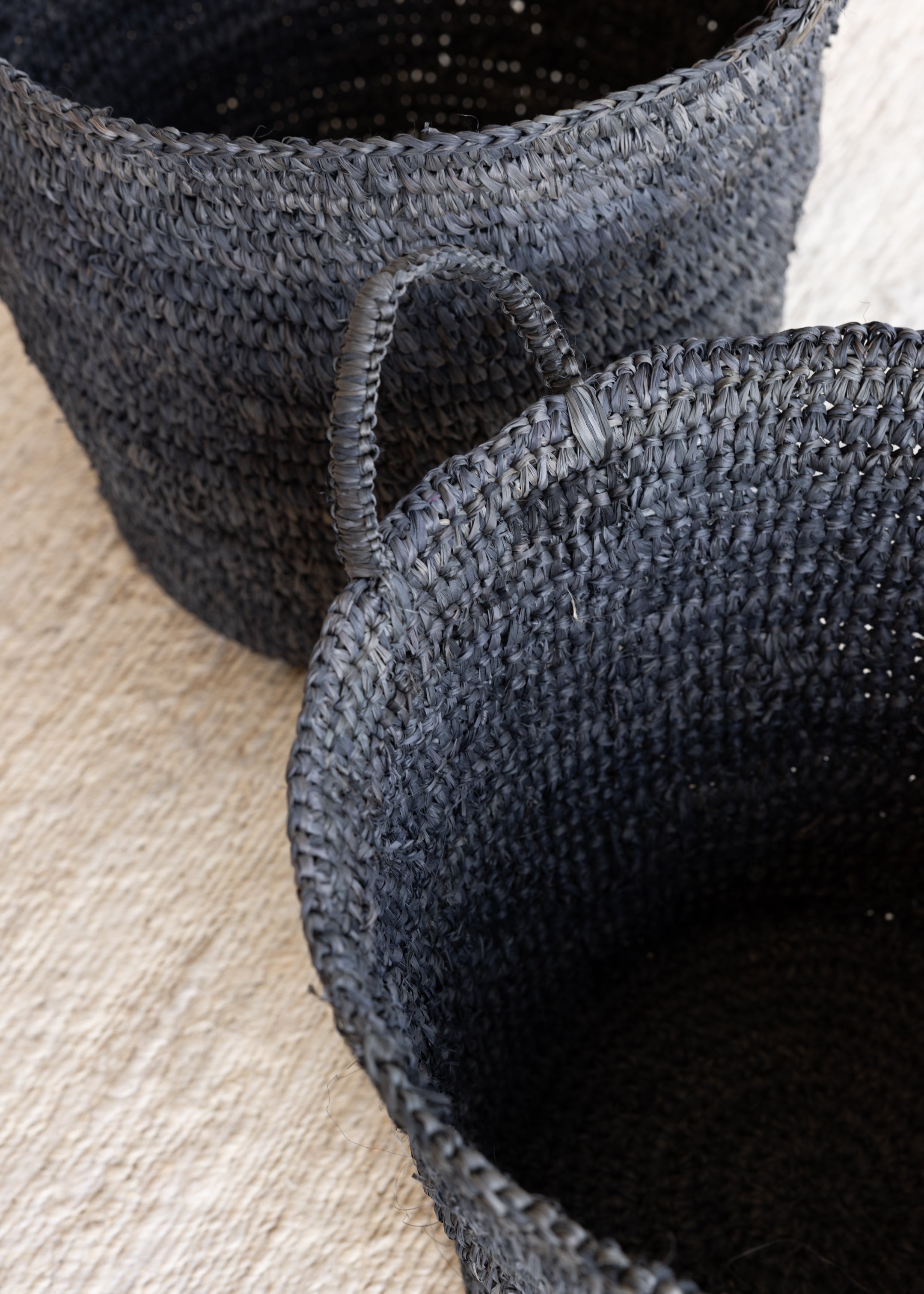 Elsa Sisal Basket Set Of 2 / Charcoal