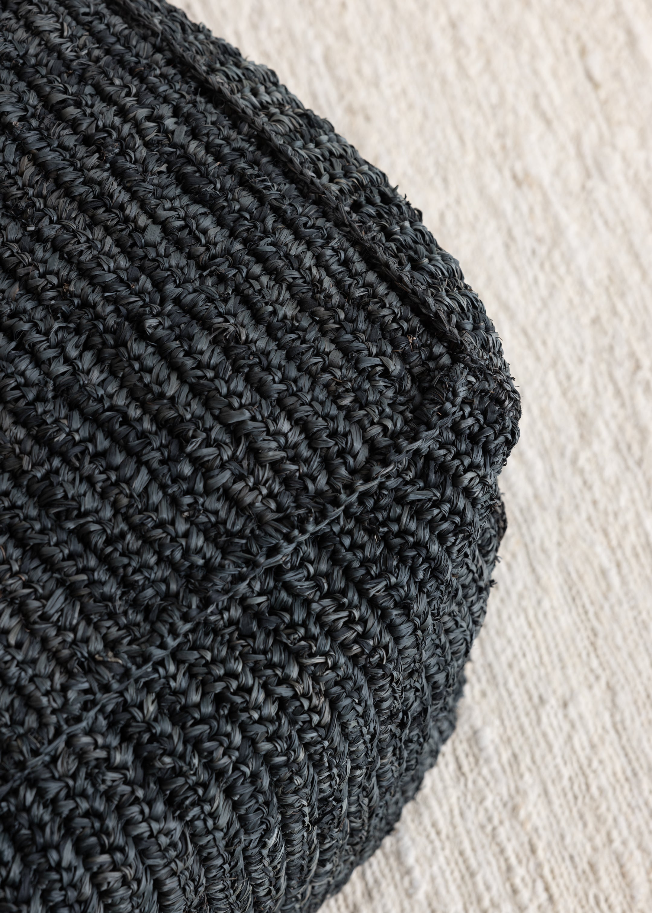 Sisal Square Pouf 45cm / Black