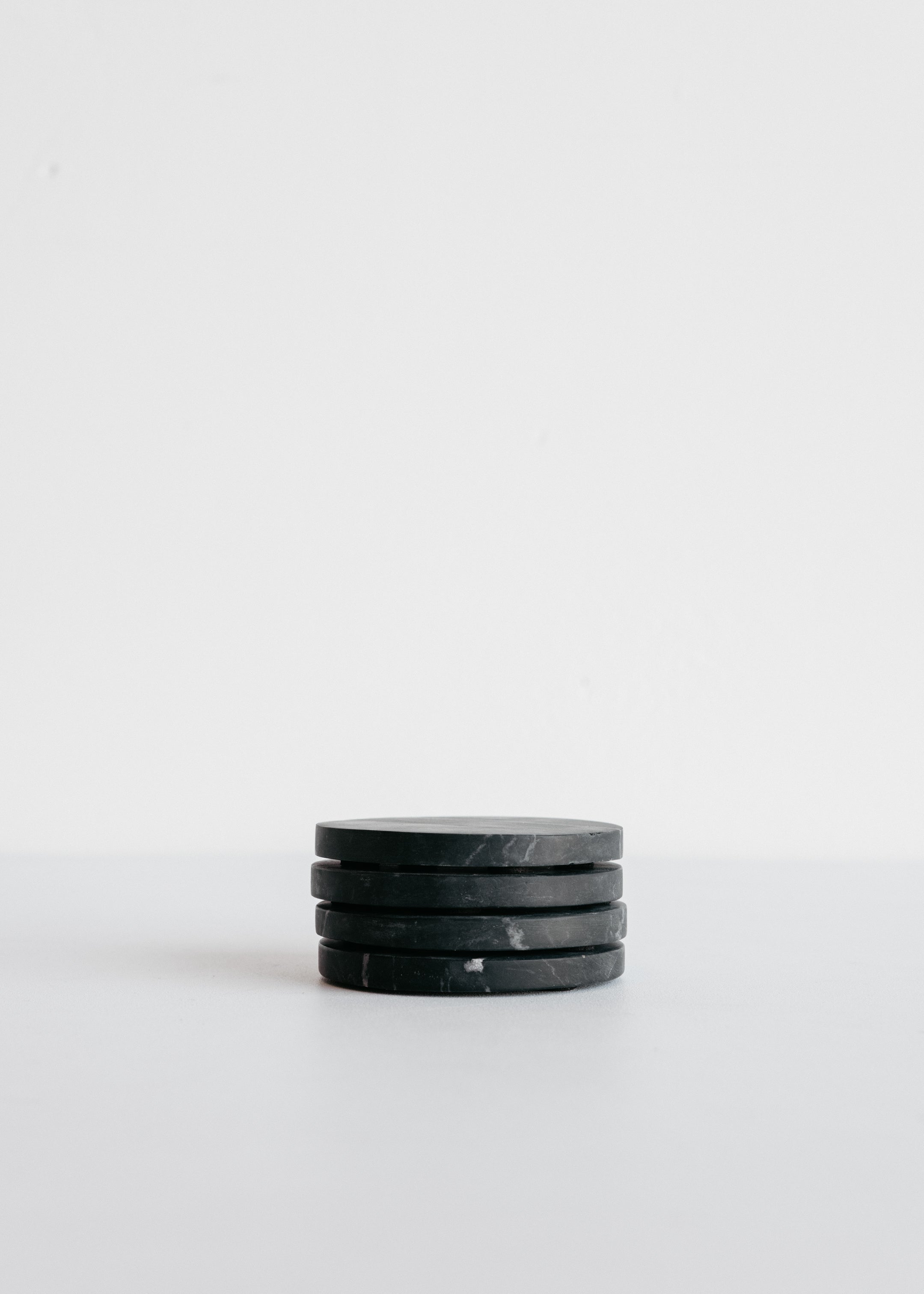 Marble Round Coasters Set Of 4 / Black