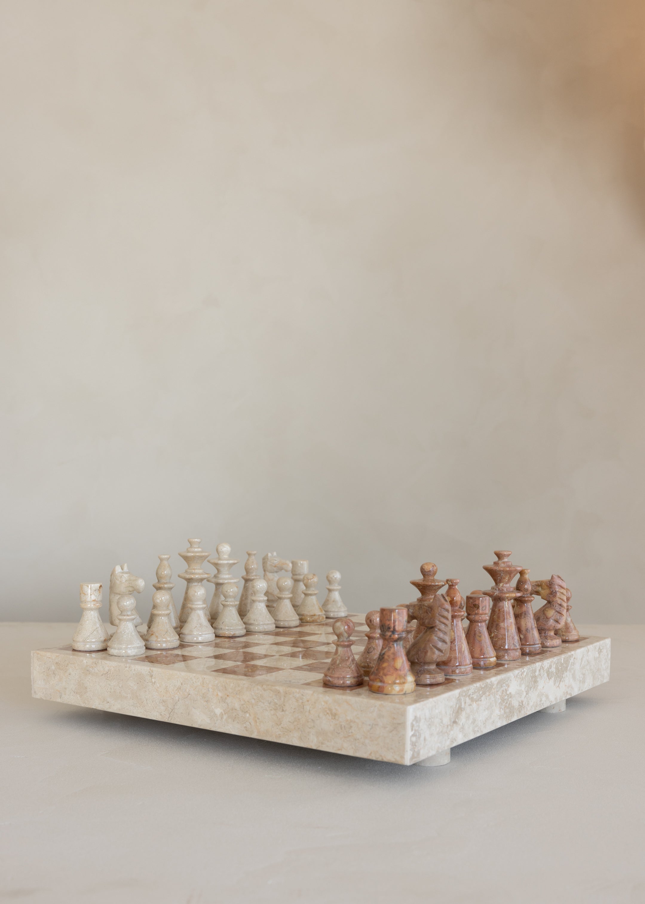 Maku Marble Chess Set / Cream and Terracotta