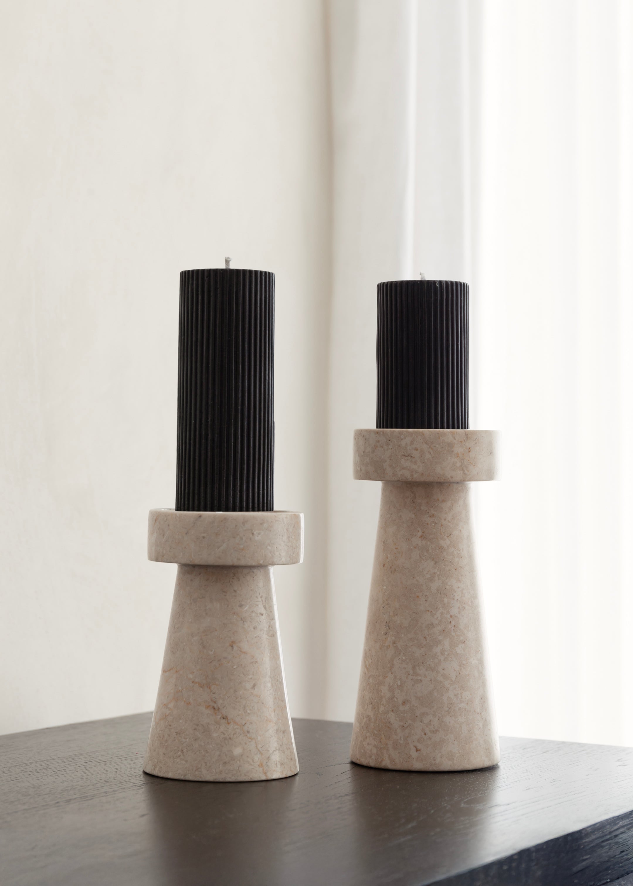 Kiku Marble Candle Holder / Cream