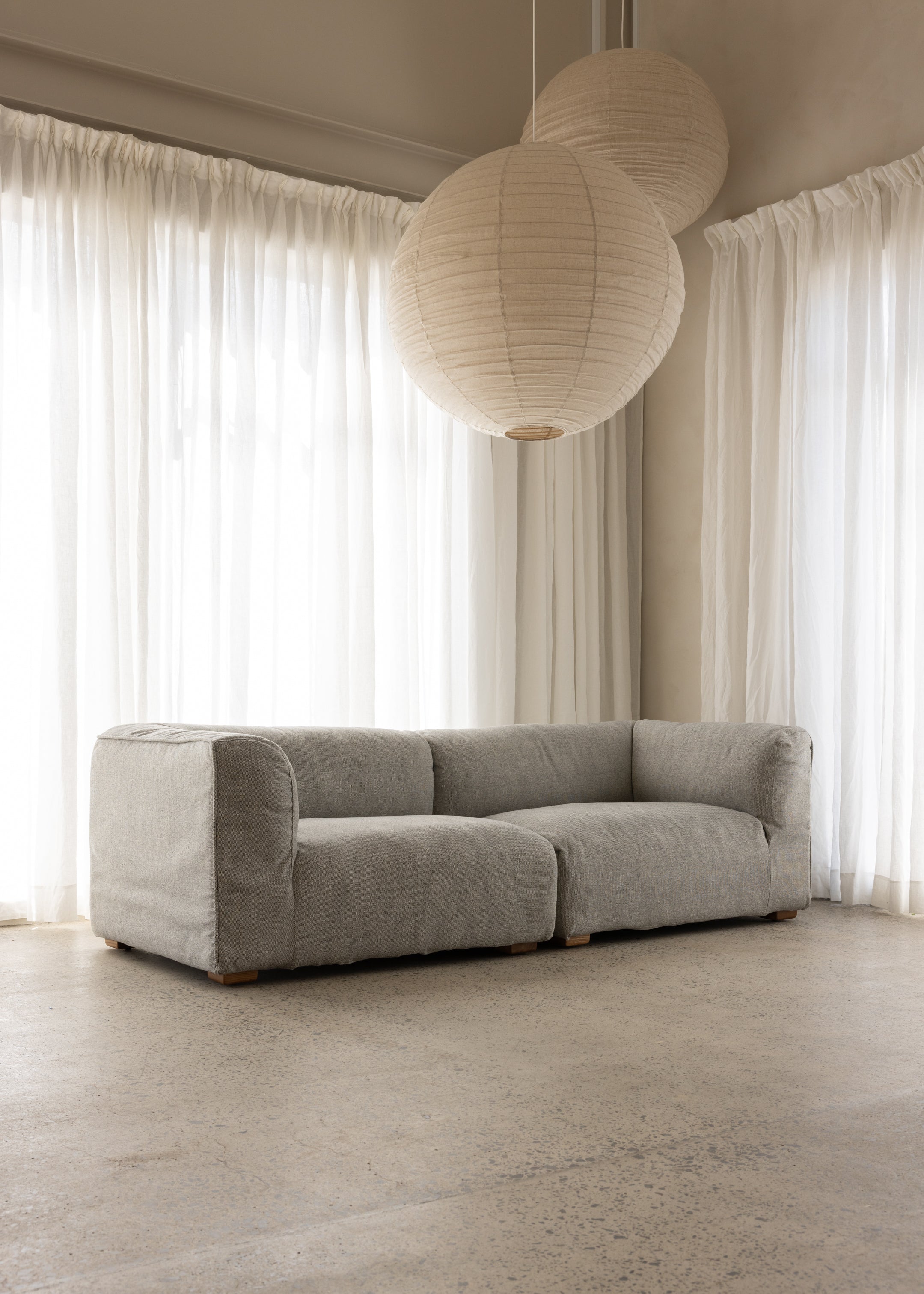 Plum Sofa 3 Seat / Santa Monica Smooth Grey