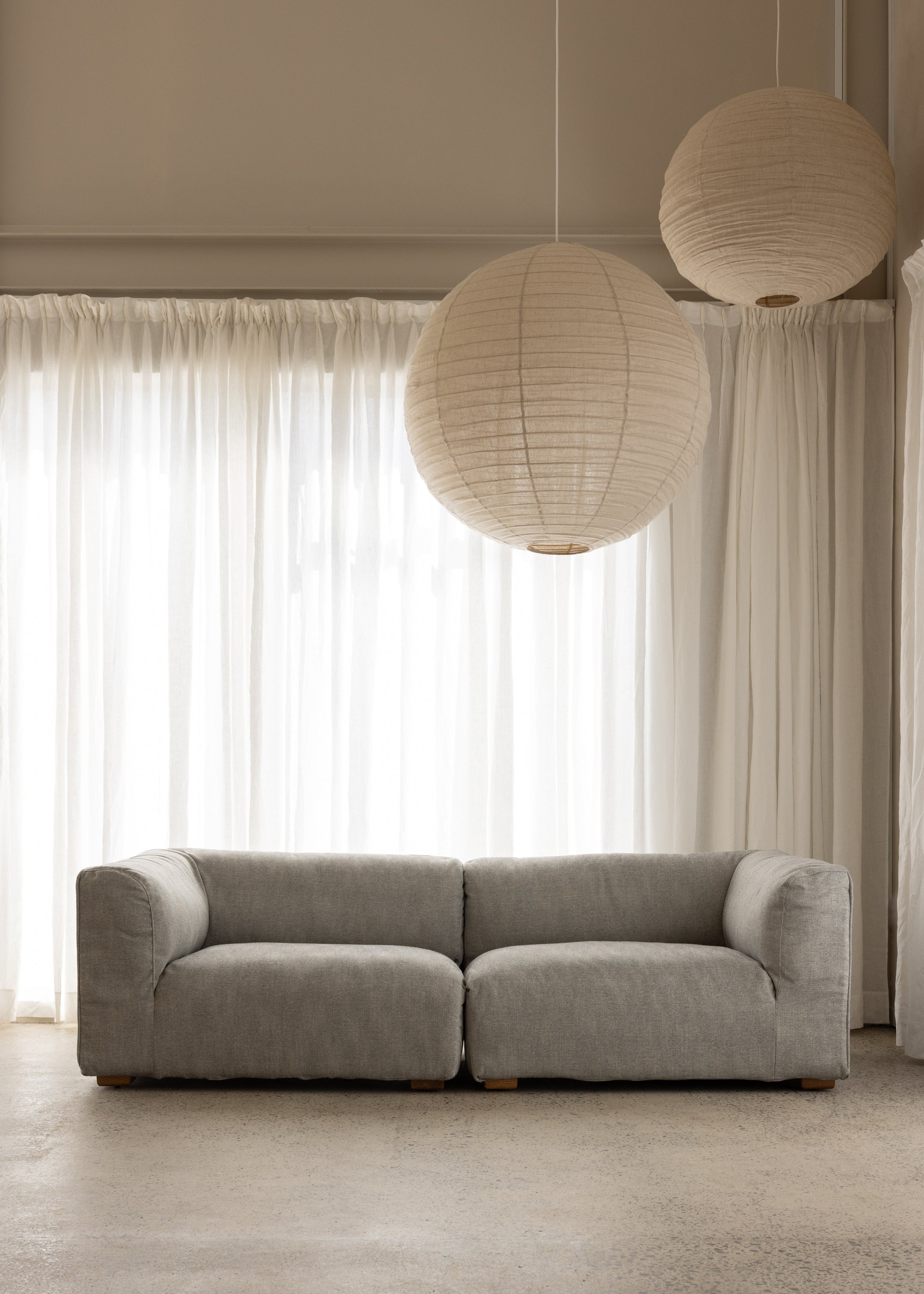 Plum Sofa 3 Seat / Santa Monica Smooth Grey
