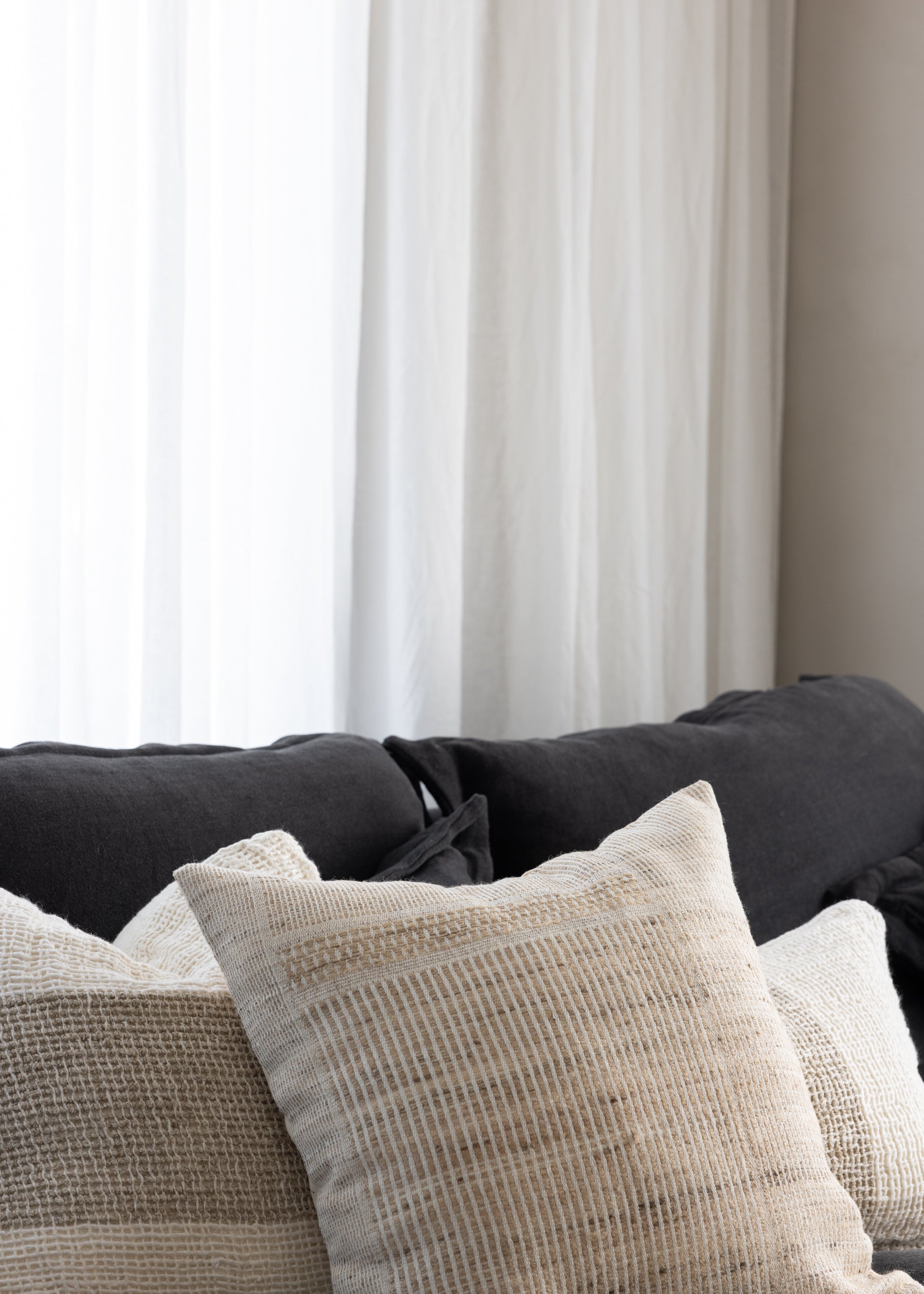Coco Linen Cushion Cover / Ivory & Natural