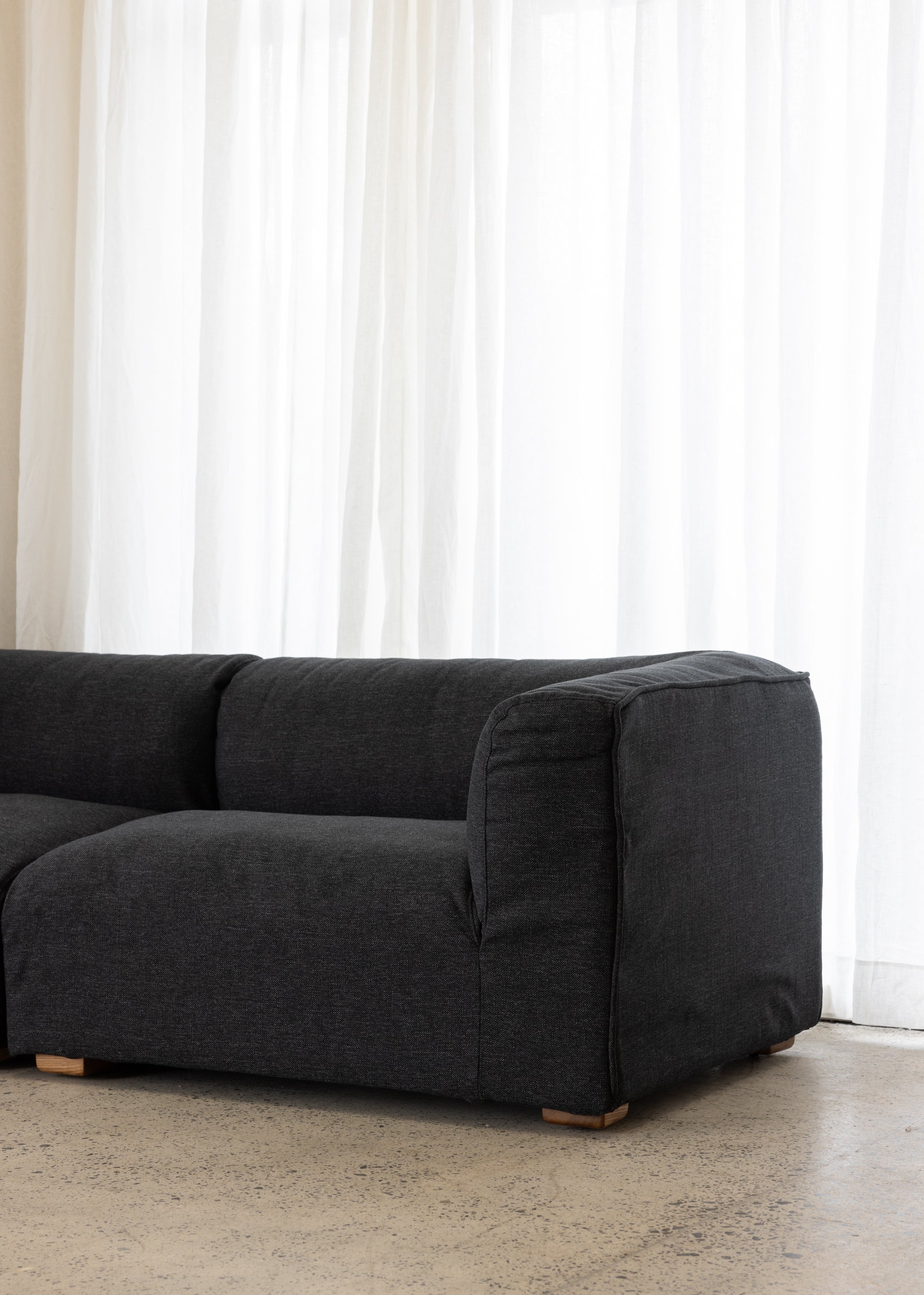 Plum Sofa 3 Seat / Santa Monica Smooth Black