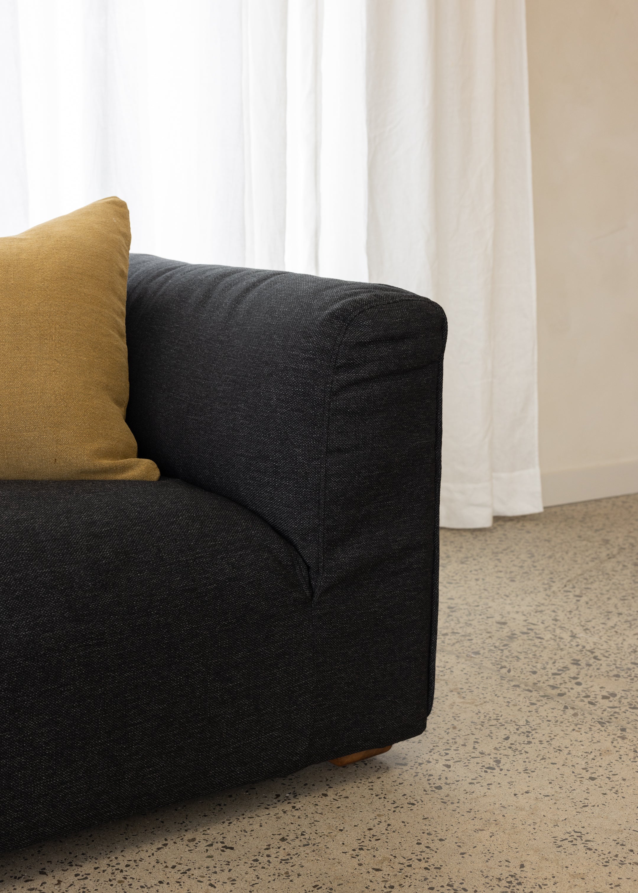 Plum Sofa 3 Seat / Santa Monica Smooth Black