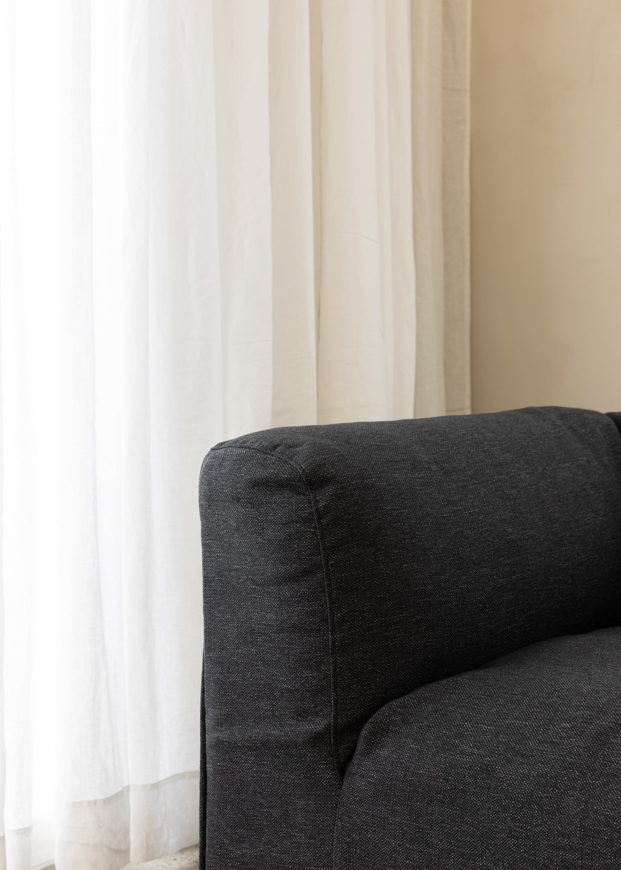 Plum Sofa 3 Seat / Santa Monica Smooth Black