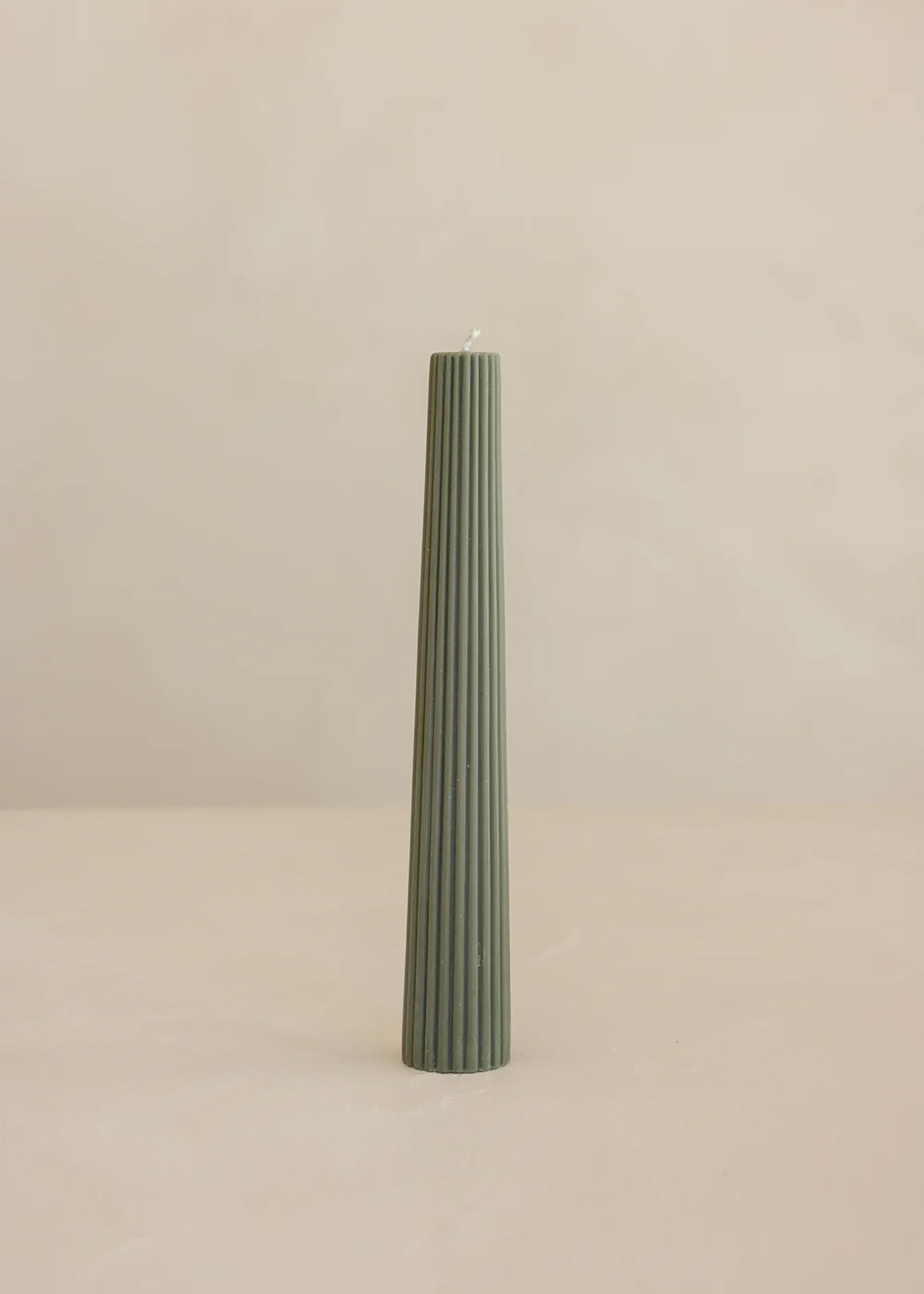 Tapered Lone Pillar Candle / Olive