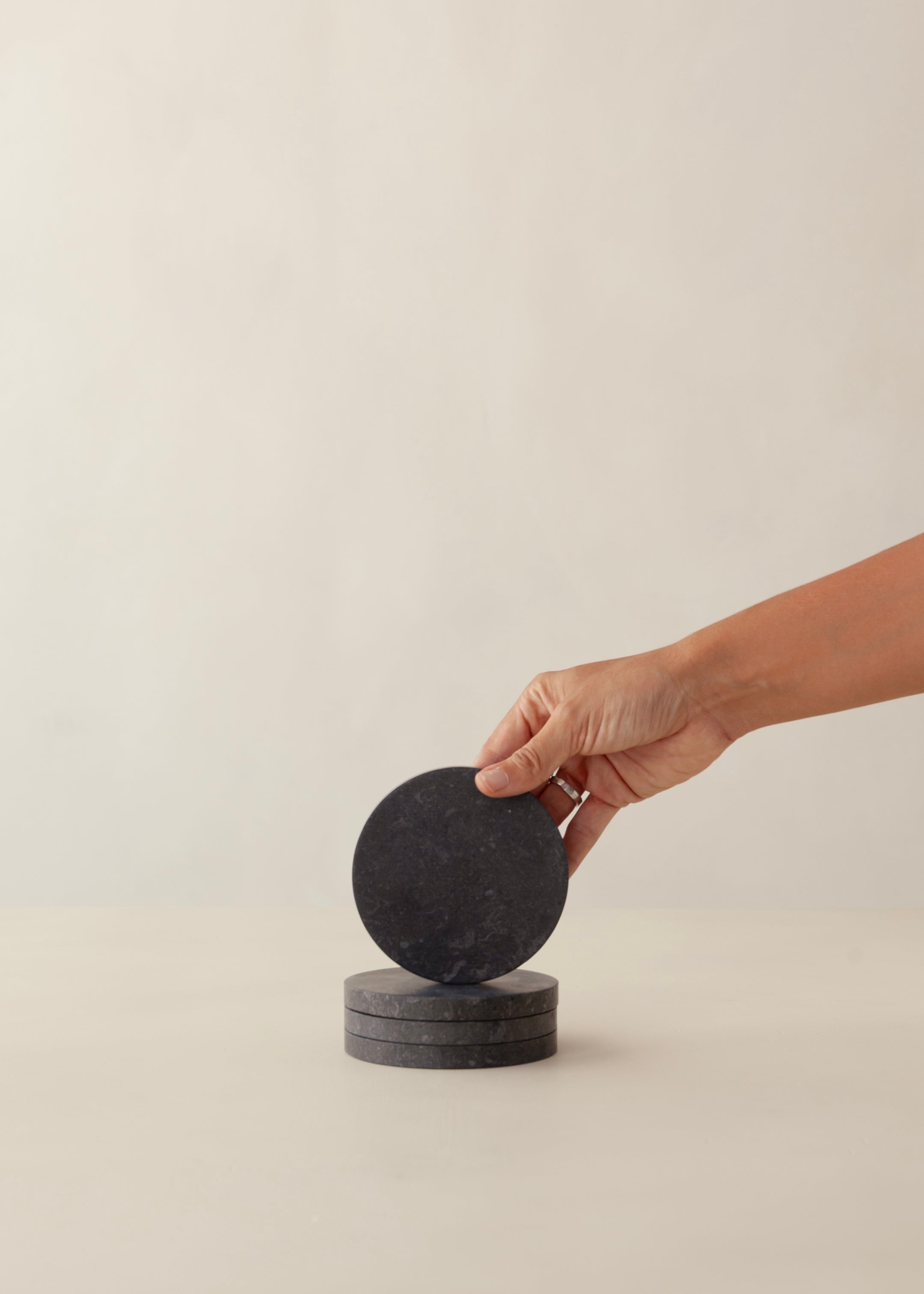 Lima Marble Coaster Set Of 4 / Black