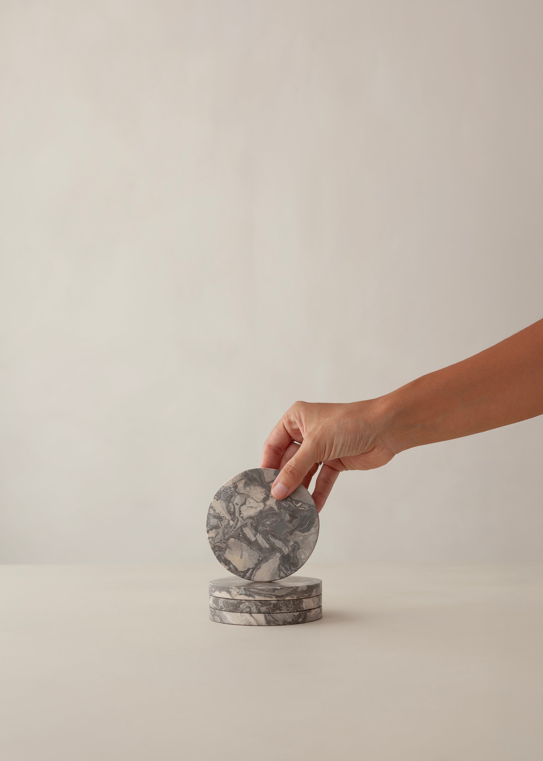 Lima Marble Coaster Set Of 4 / Grey