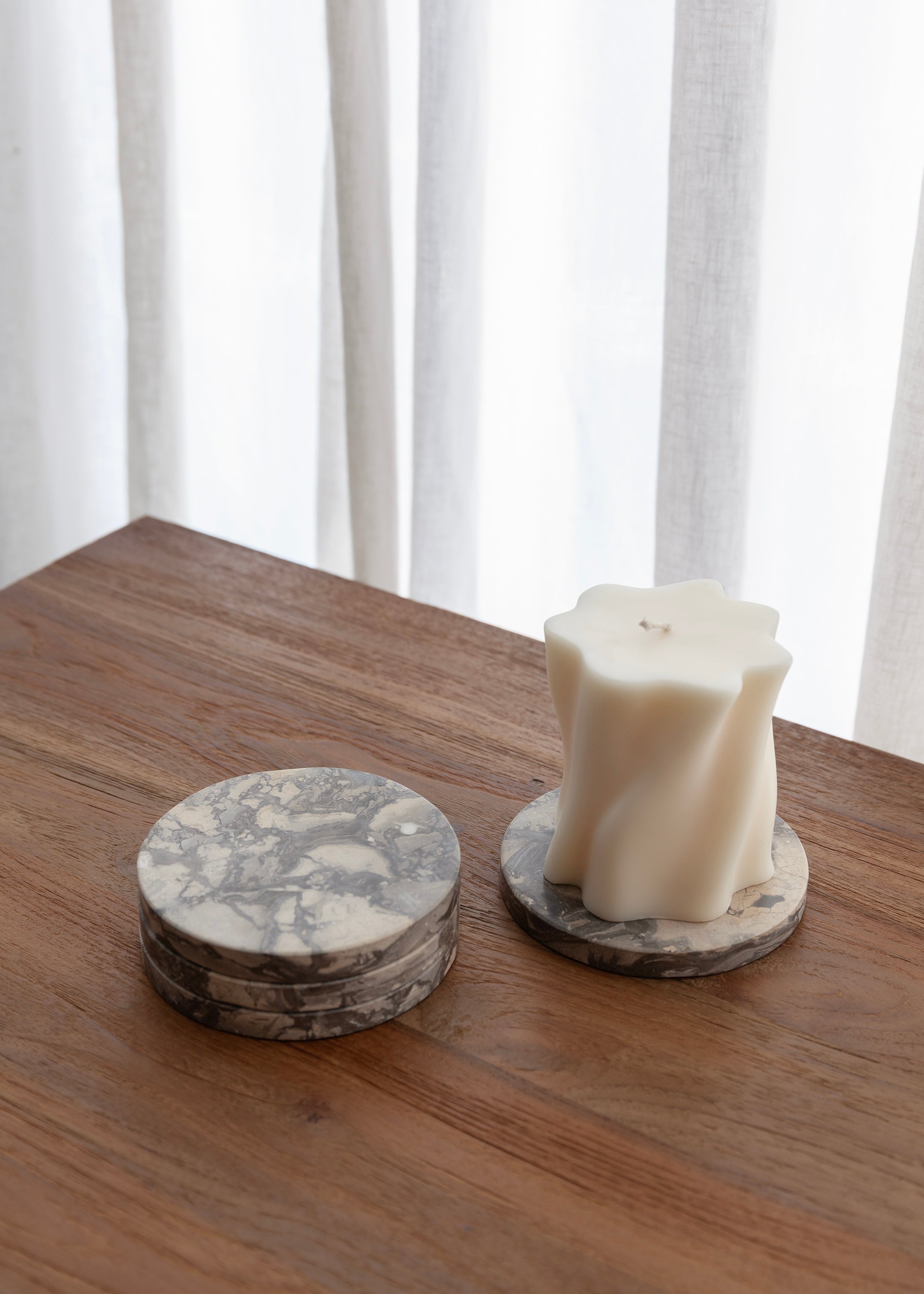 Lima Marble Coaster Set Of 4 / Grey