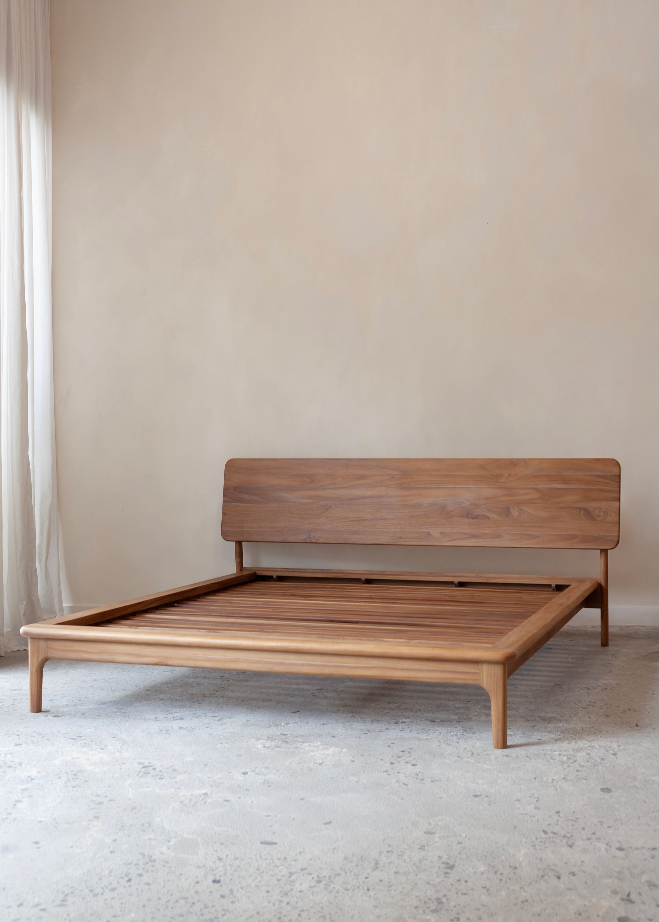 Noah Bed with Headboard / Dark Teak