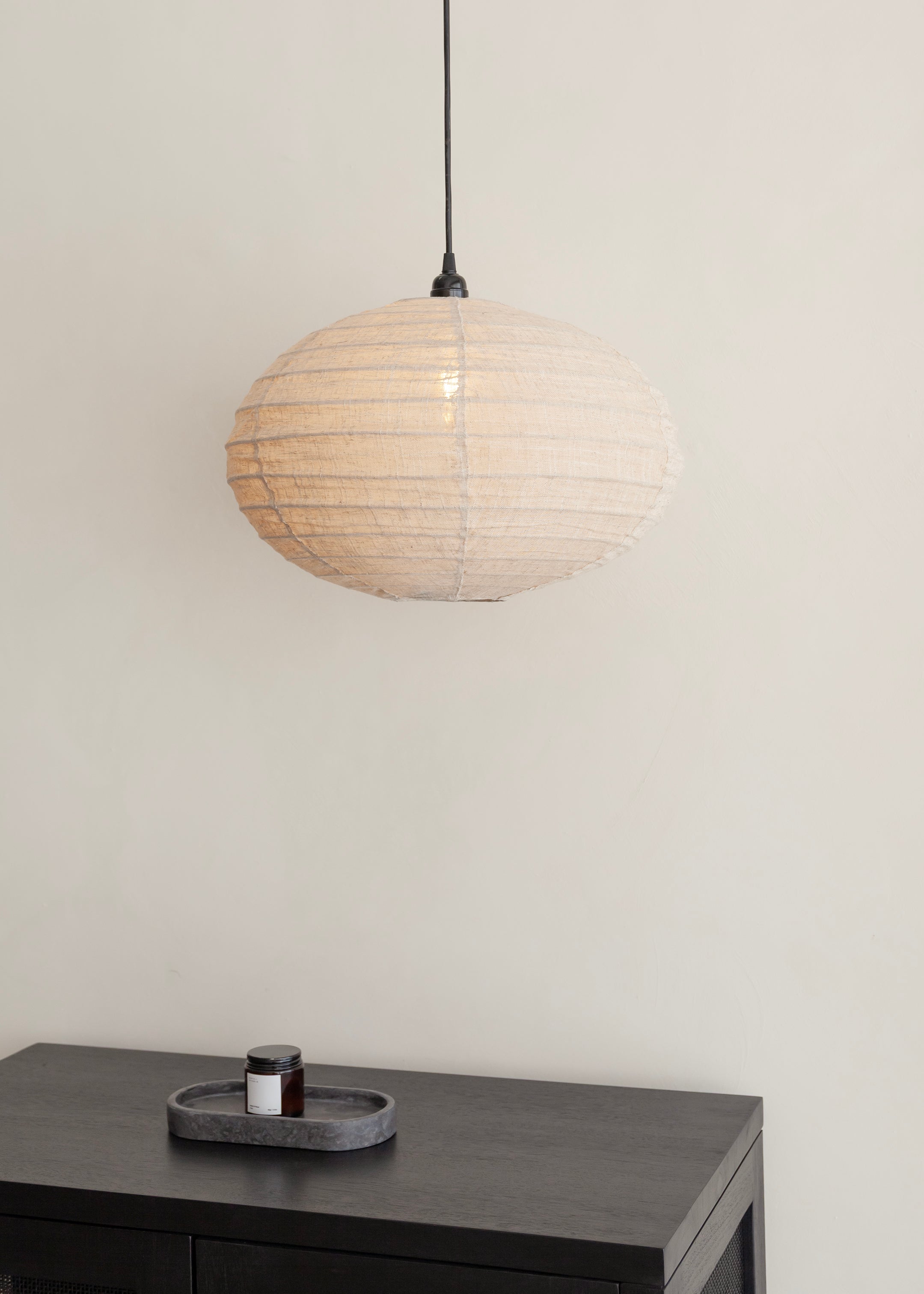 Oval Linen Lantern / Natural