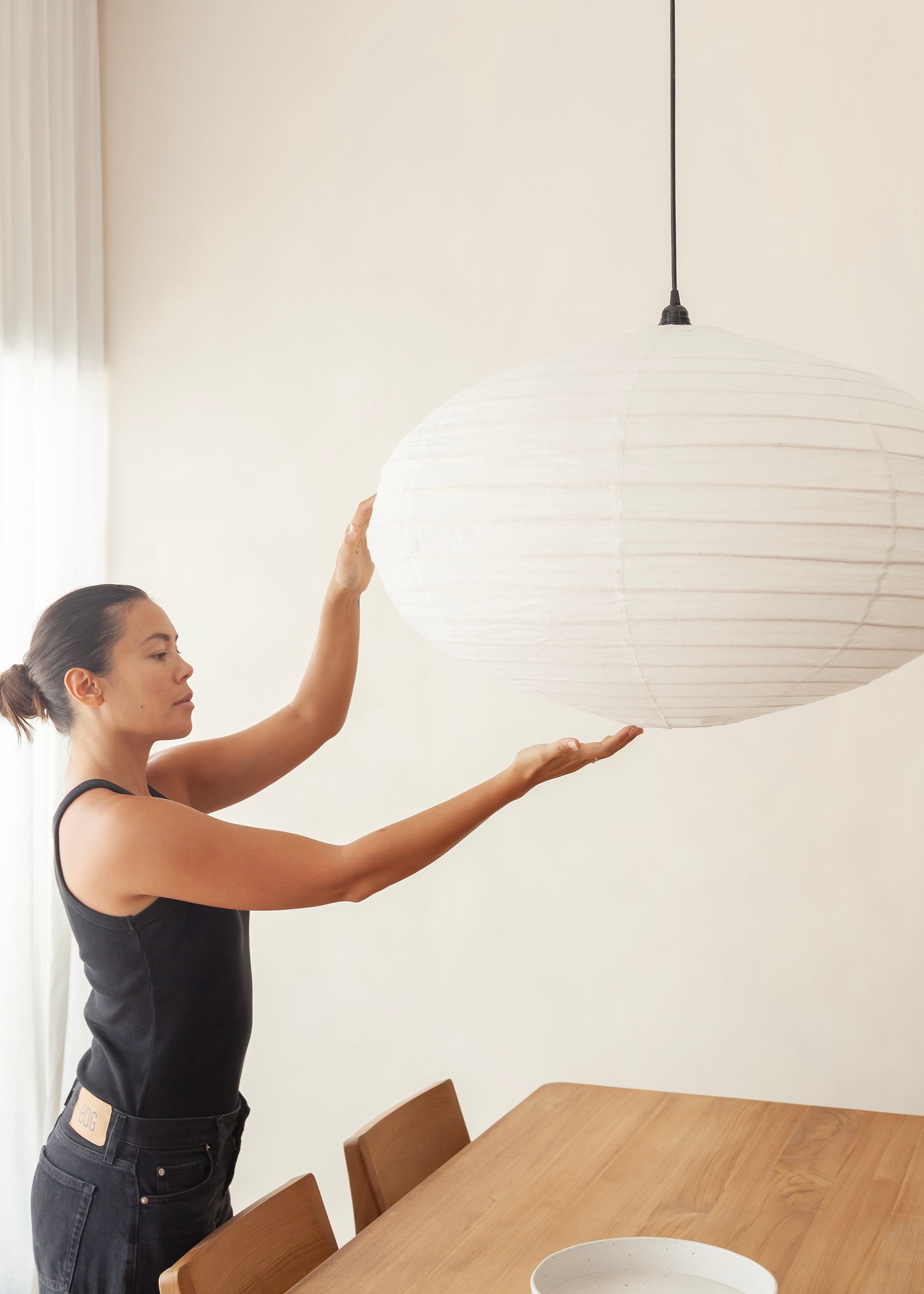 Oval Linen Lantern / Off White