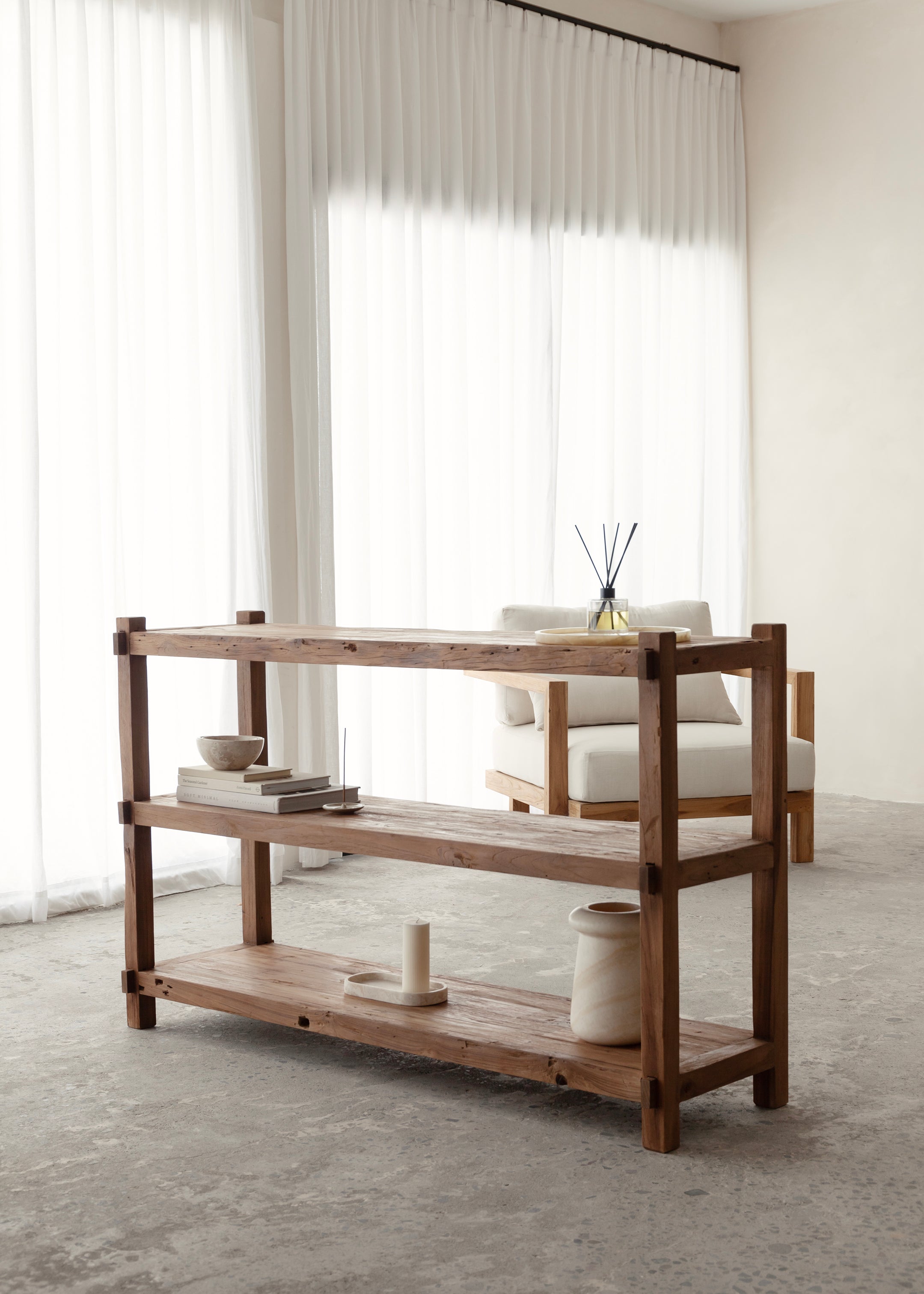 Saya Low Bookshelf 150cm / Dark Teak