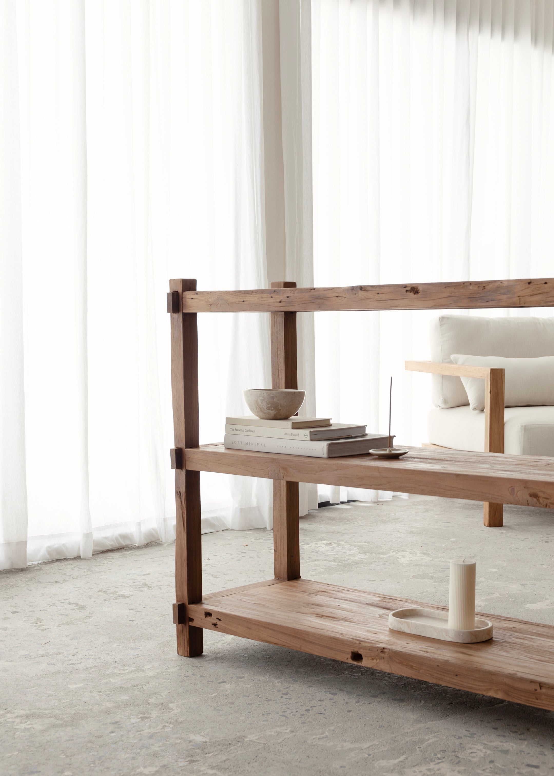 Saya Low Bookshelf 150cm / Dark Teak
