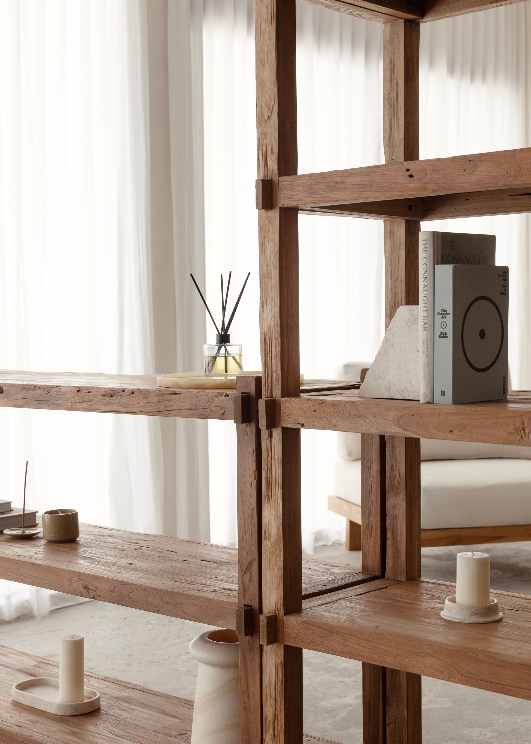 Saya Low Bookshelf 150cm / Dark Teak