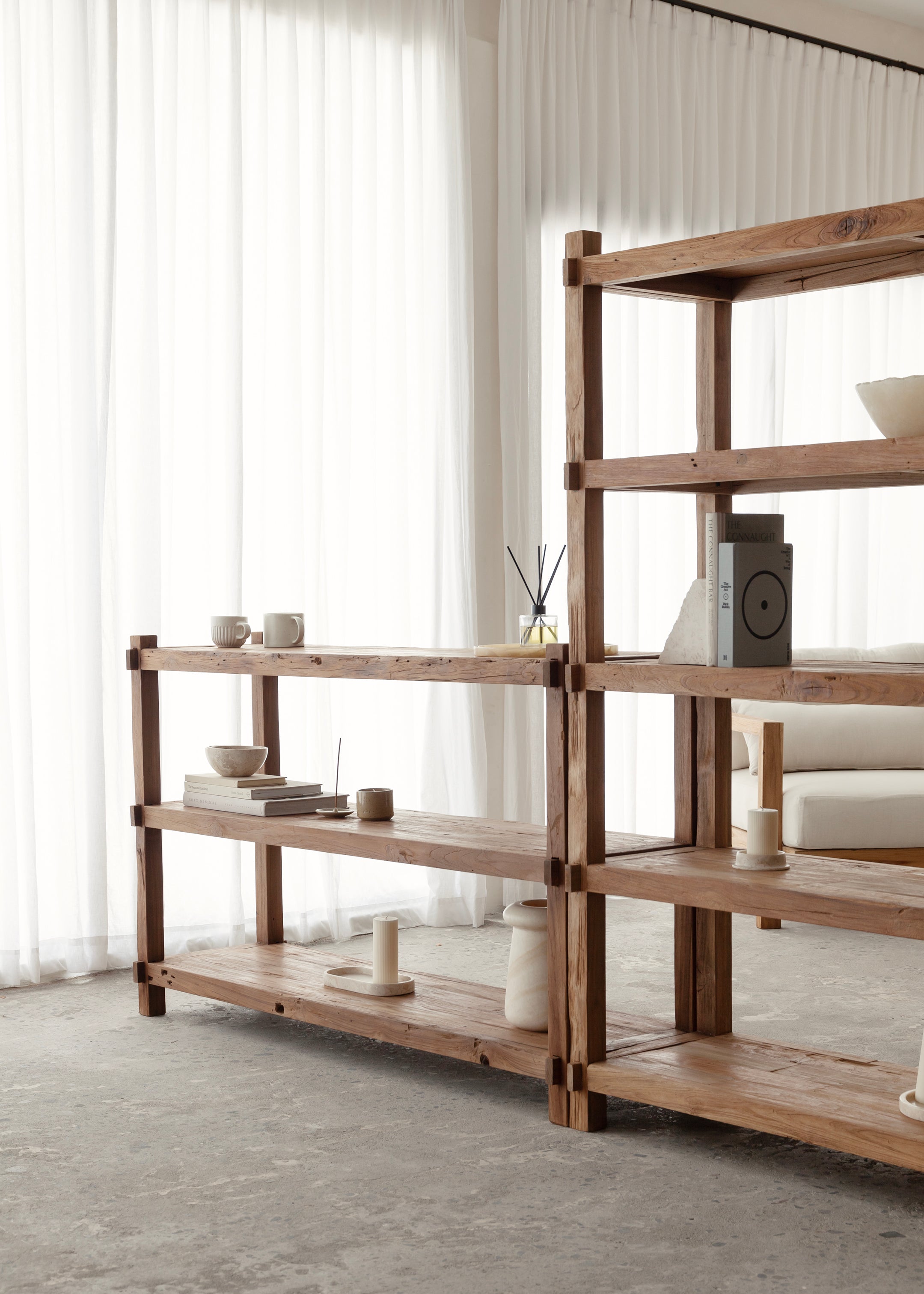 Saya Low Bookshelf 150cm / Dark Teak