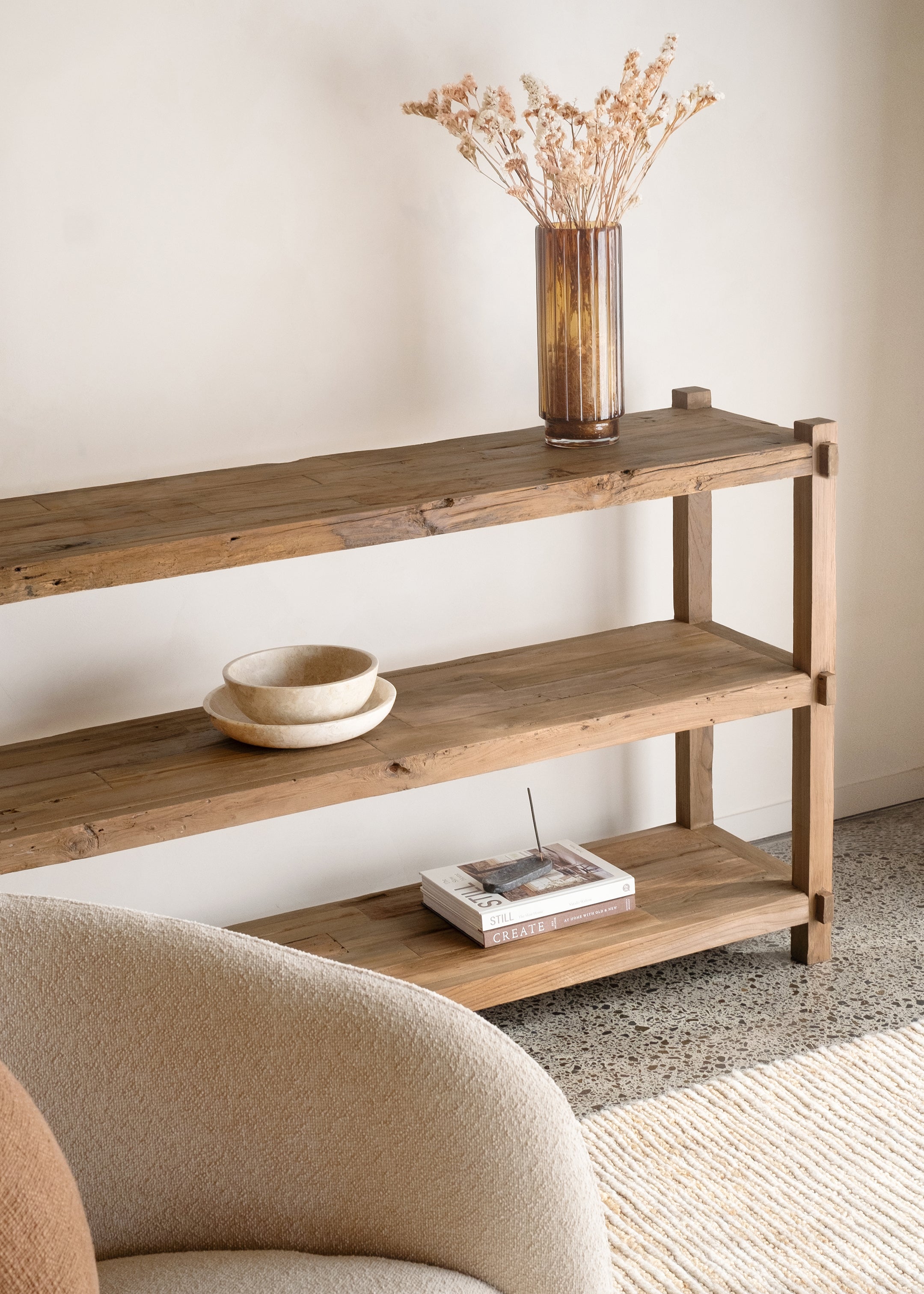 Saya Low Bookshelf 150cm / Dark Teak
