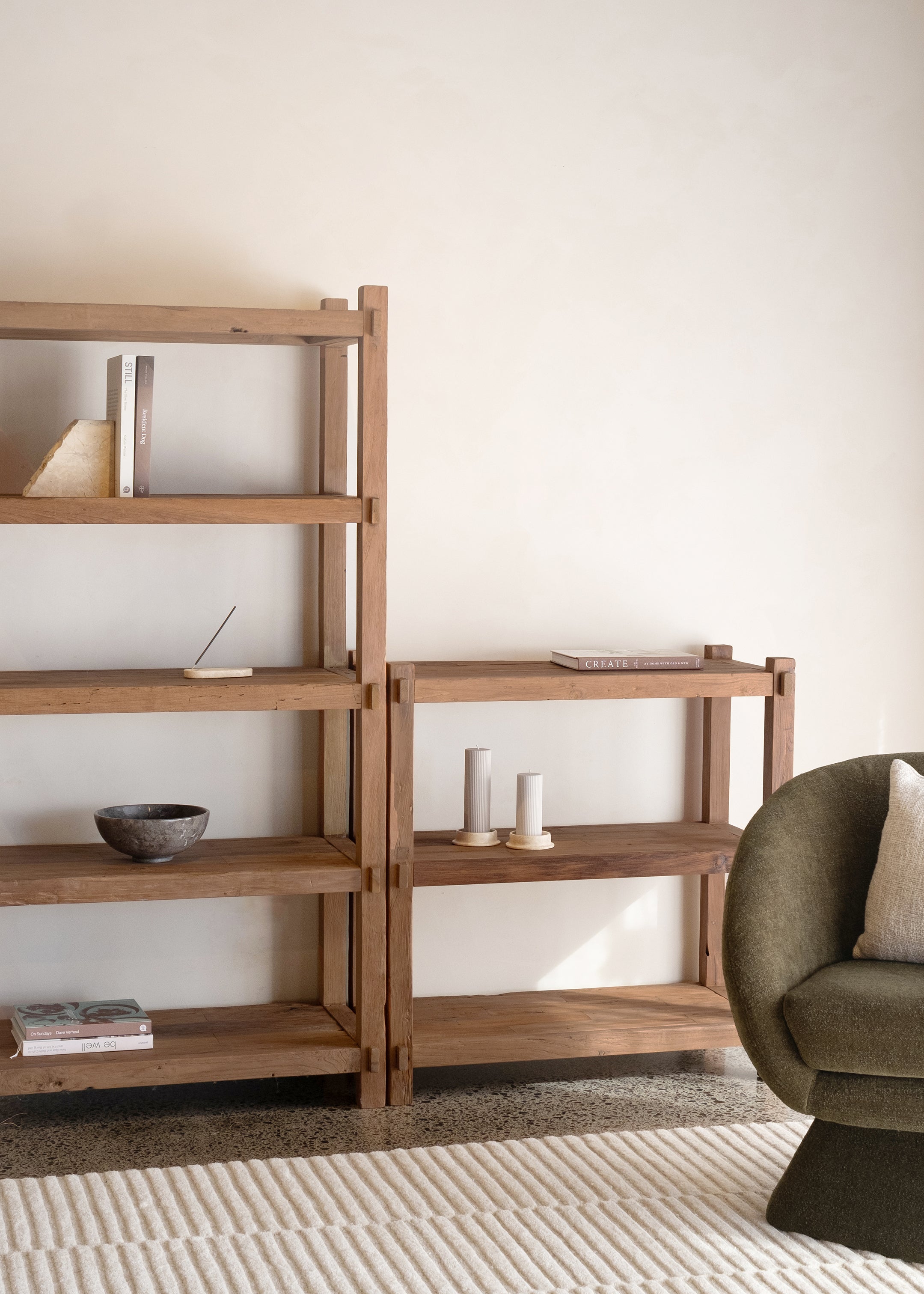 Saya Low Bookshelf 90cm / Dark Teak
