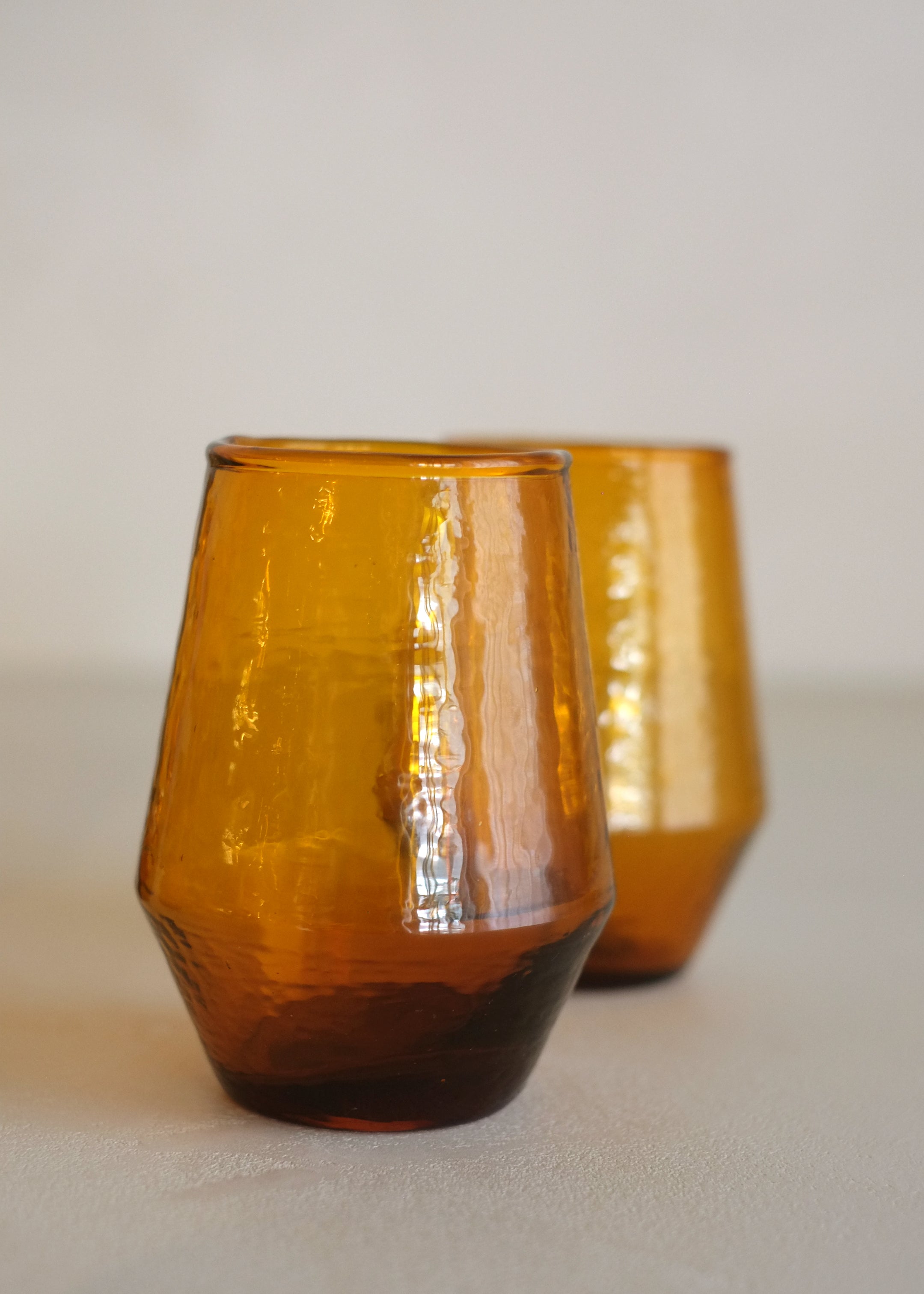Stemless Glasses Set of 4 / Amber