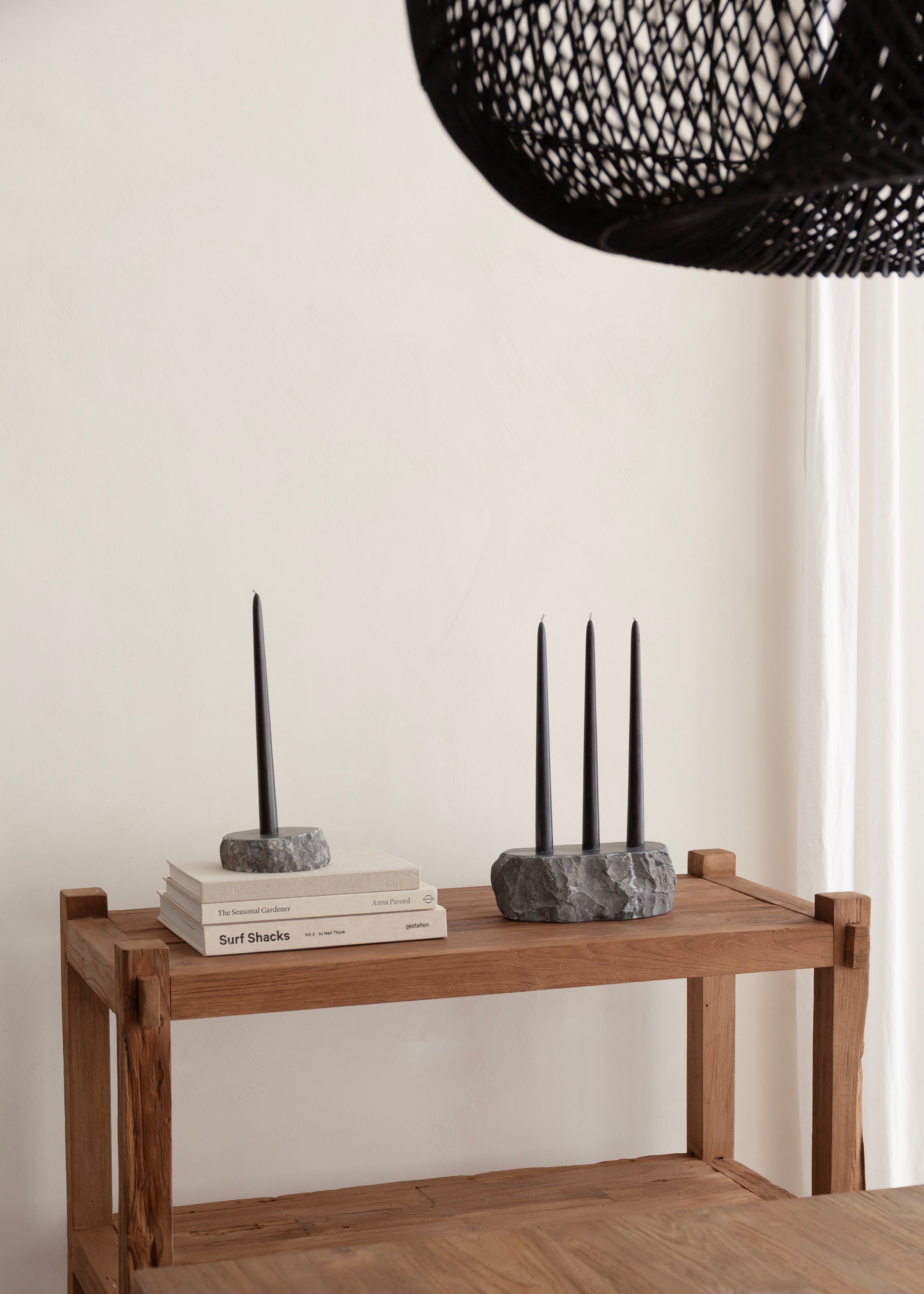 Vela Trio Marble Candleholder / Black