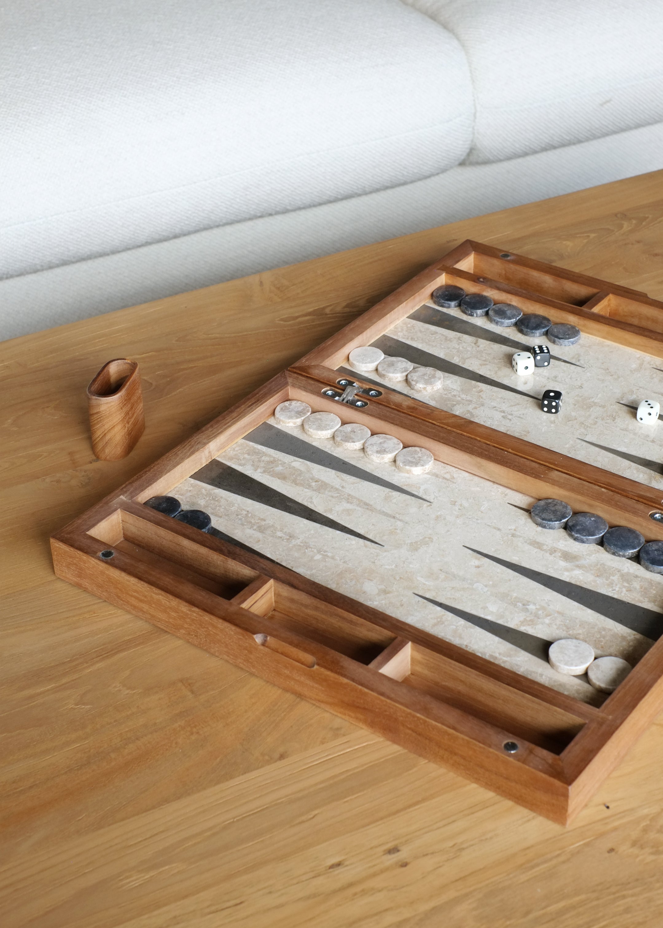 Maku Marble Backgammon / Cream and Black
