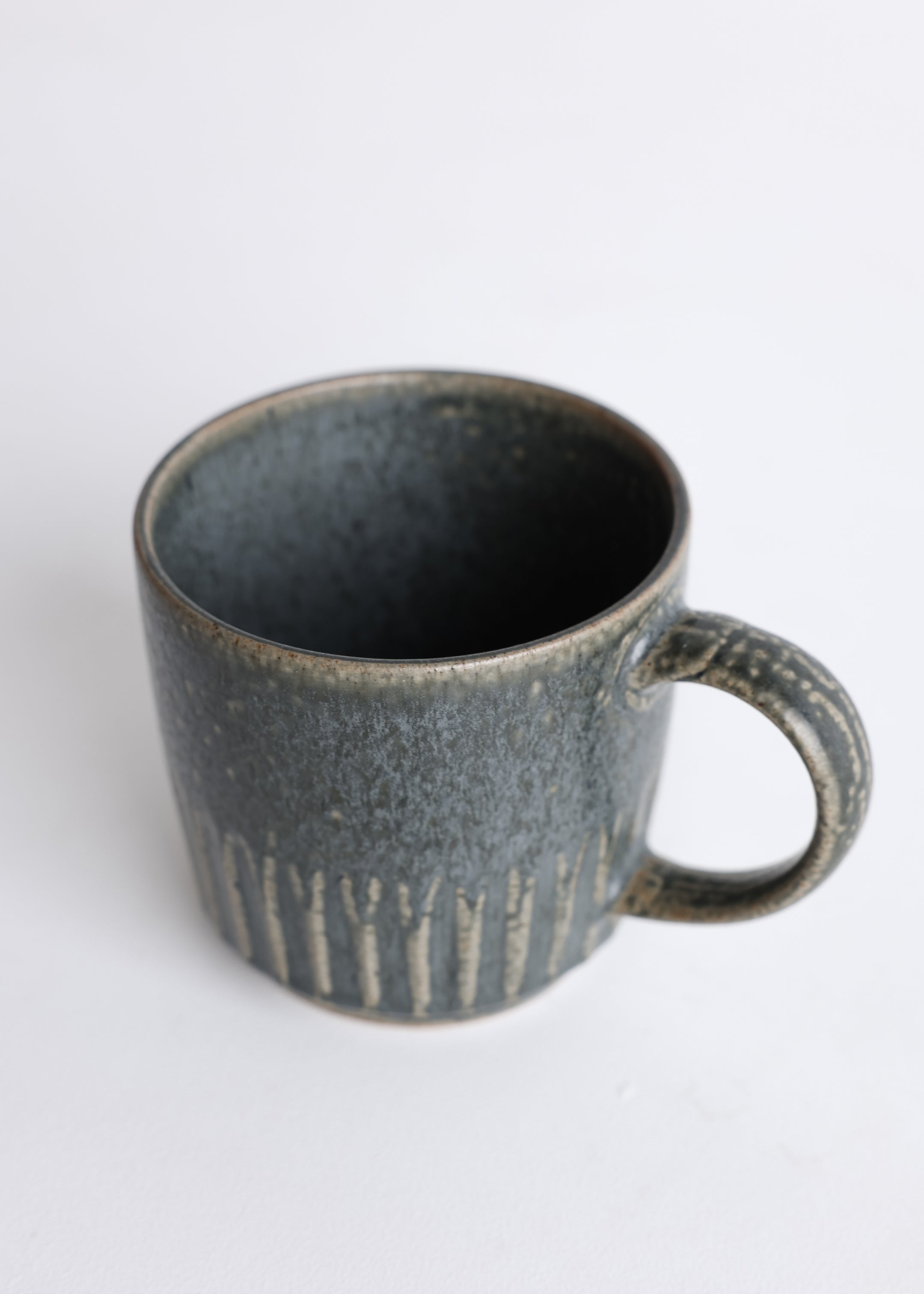 Stoneware Mug Ridges / Dark Green