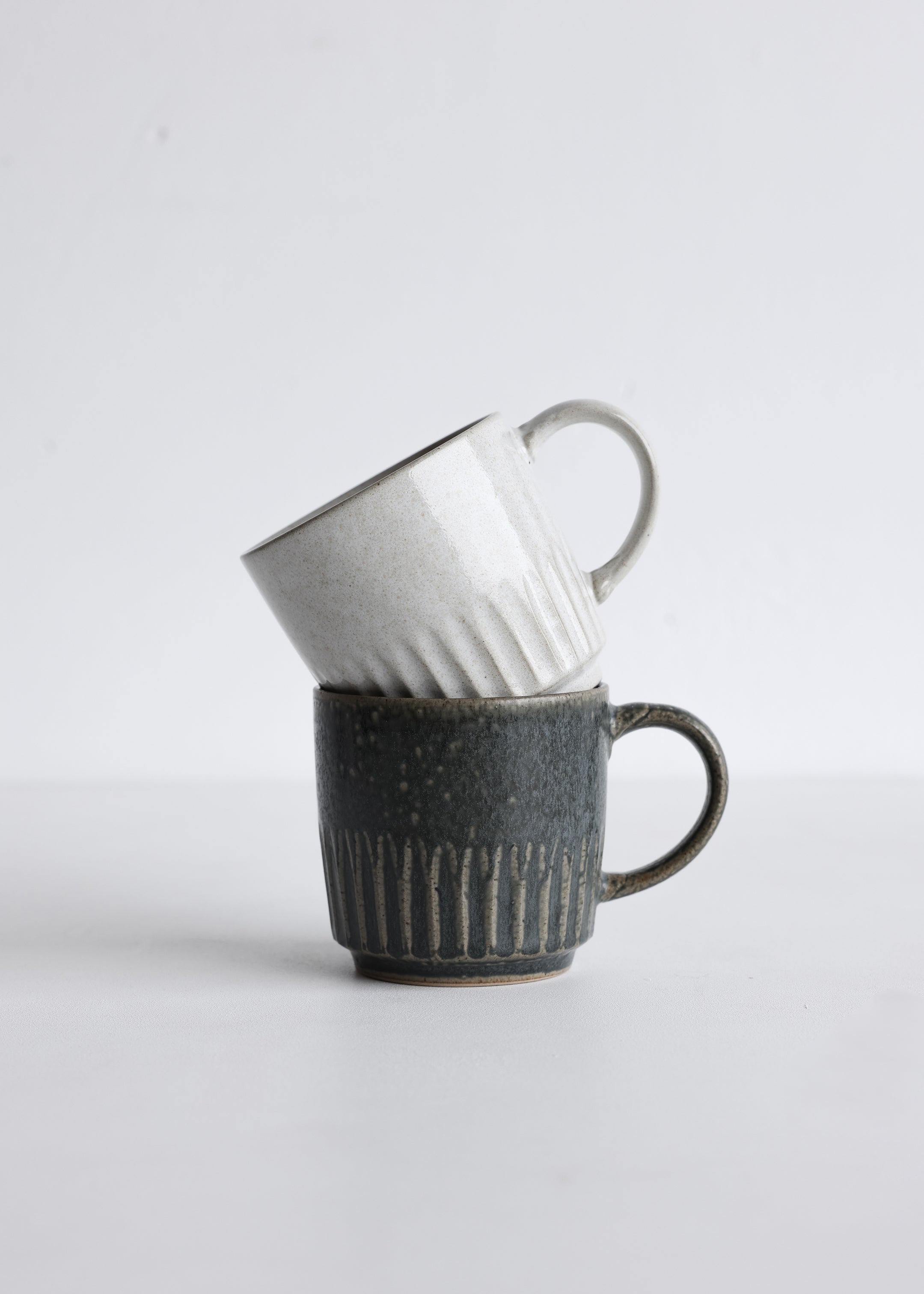 Stoneware Mug Ridges / Dark Green