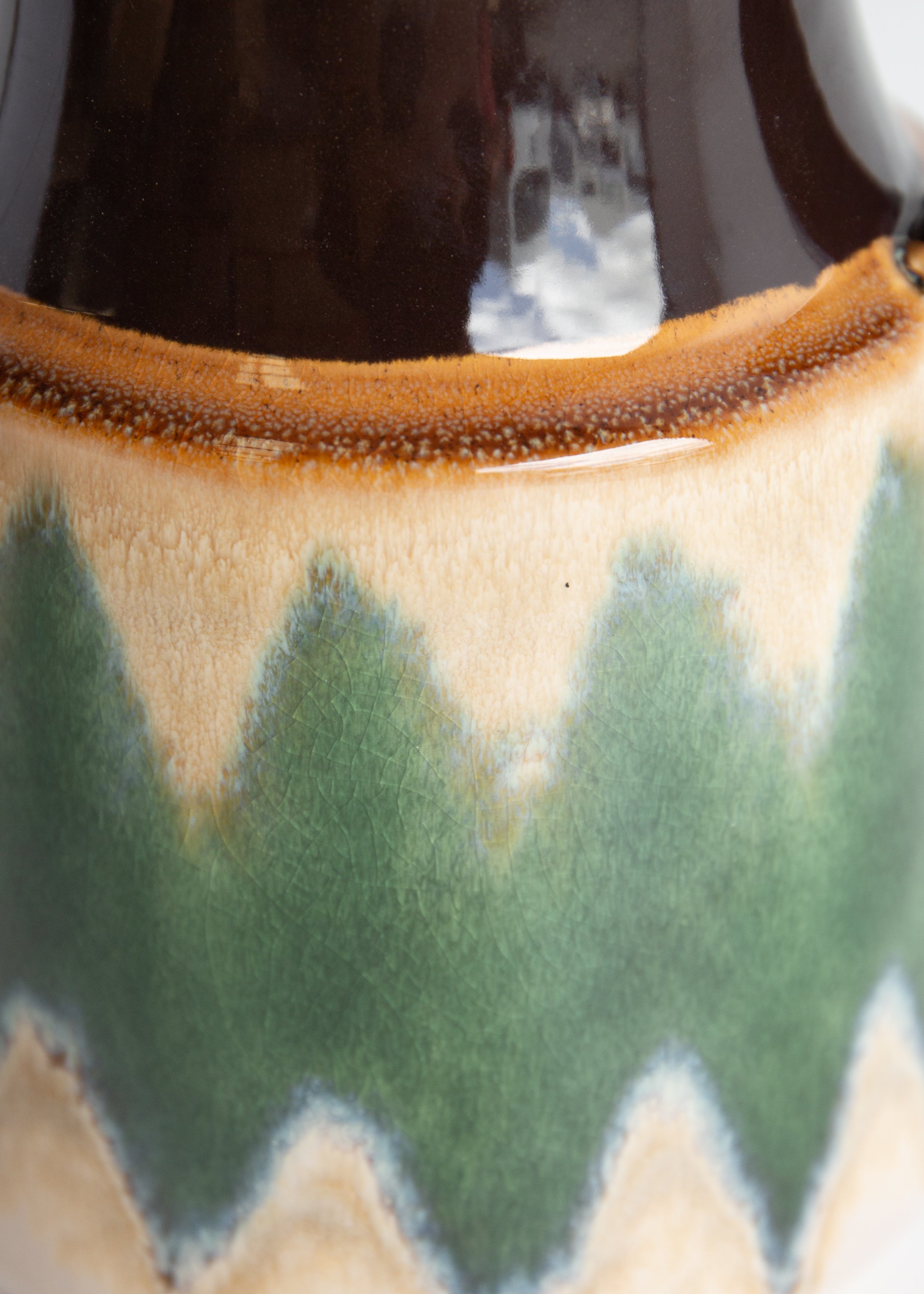 Stoneware Jug / Green Brown Crème
