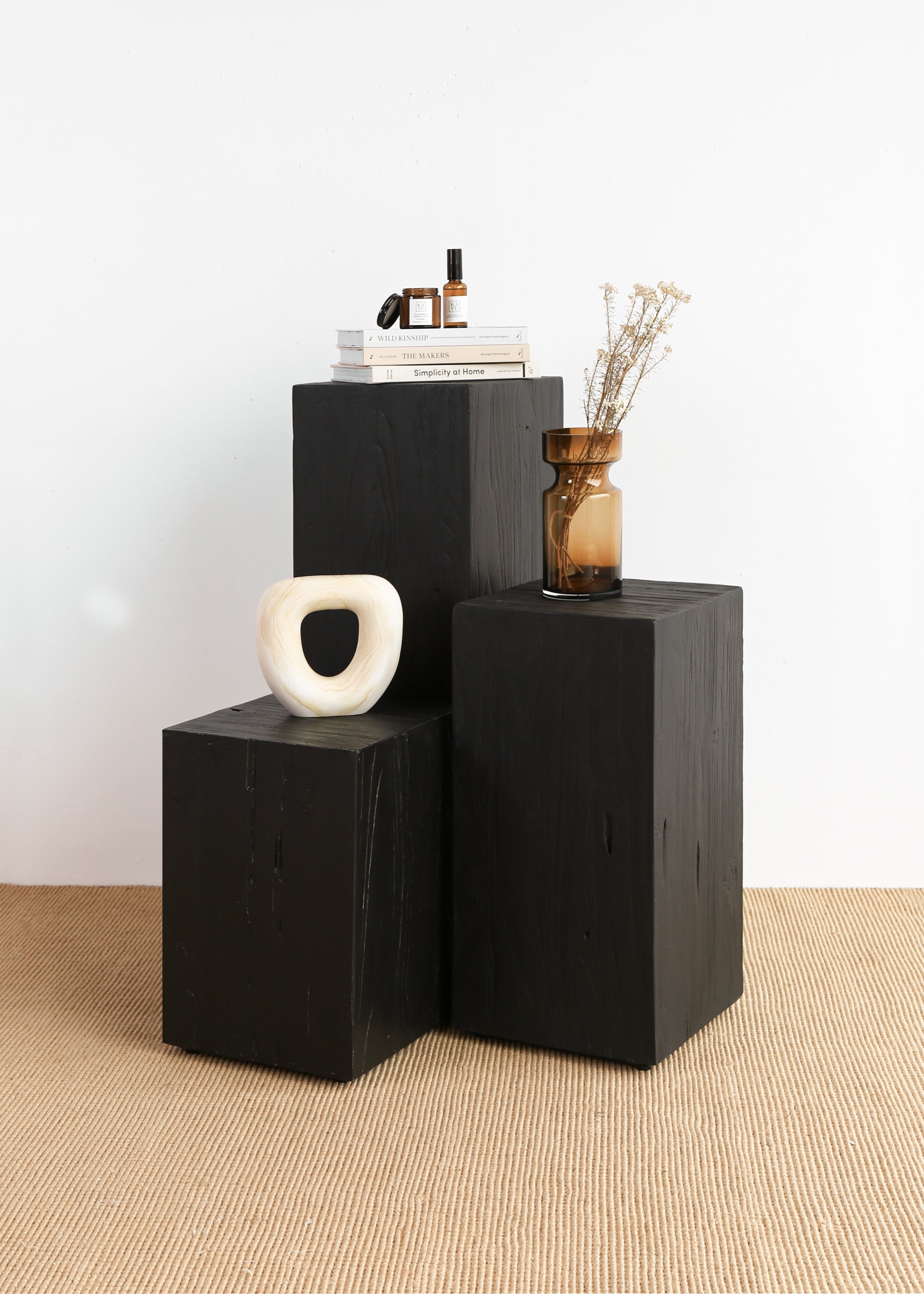 Teak Plinth / Large / Black