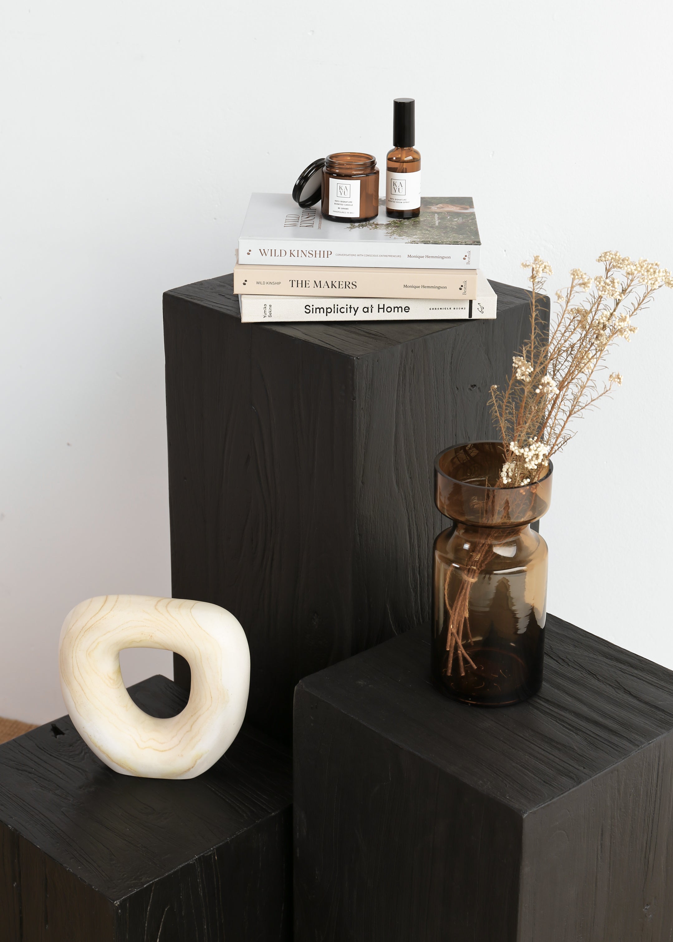 Teak Plinth / Large / Black