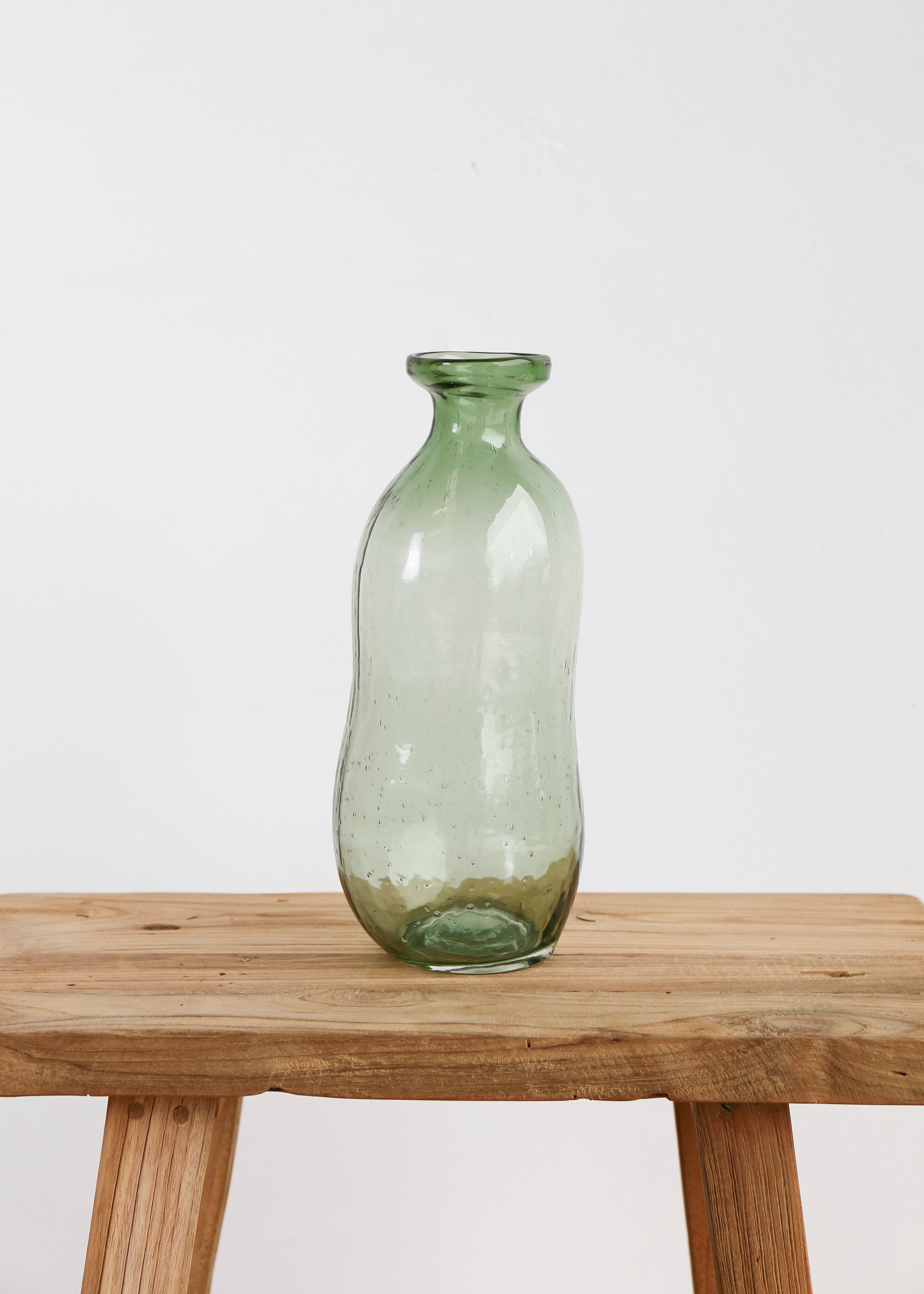 Tall Organic Bottle Vase / Green