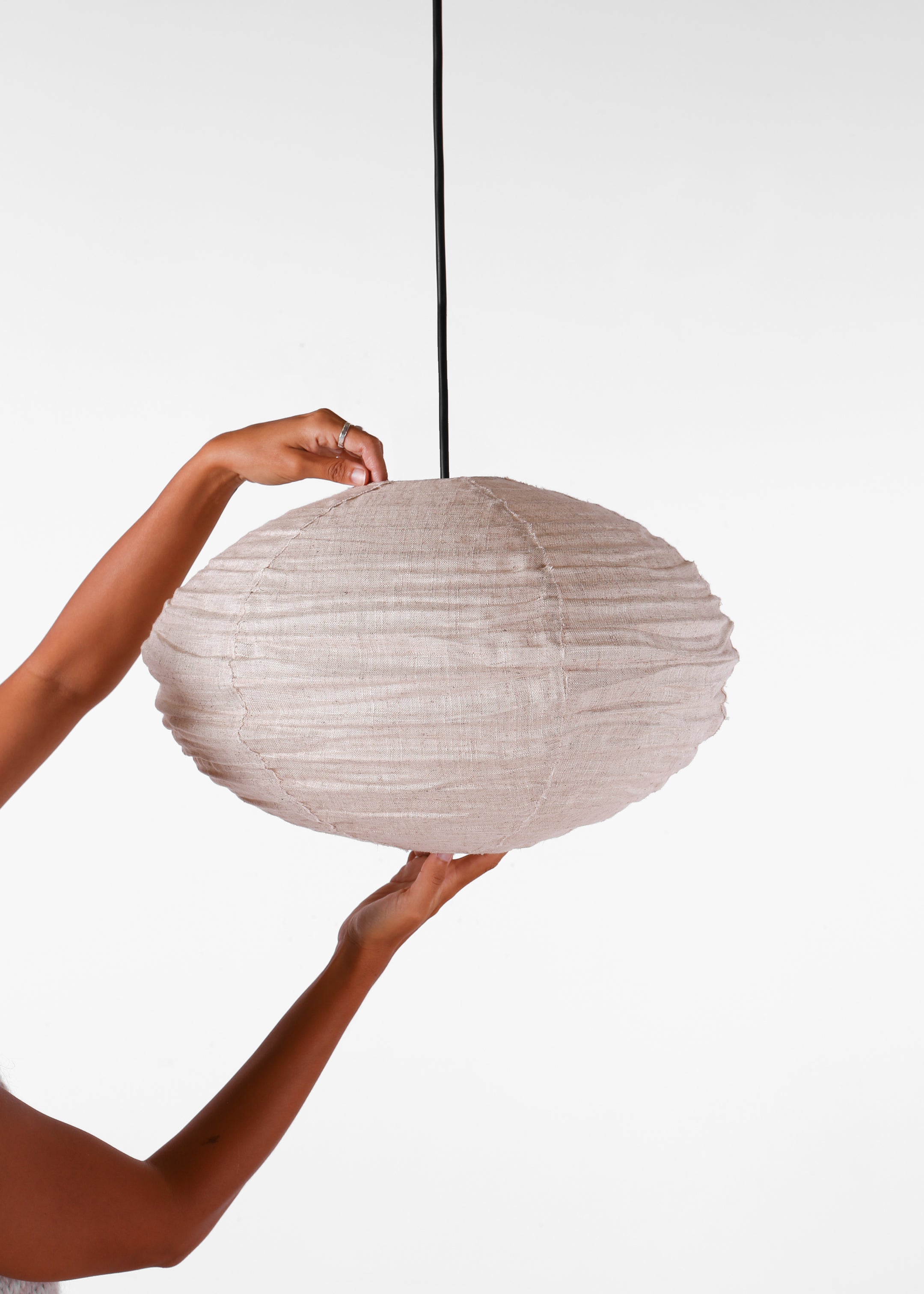 Oval Linen Lantern / Natural