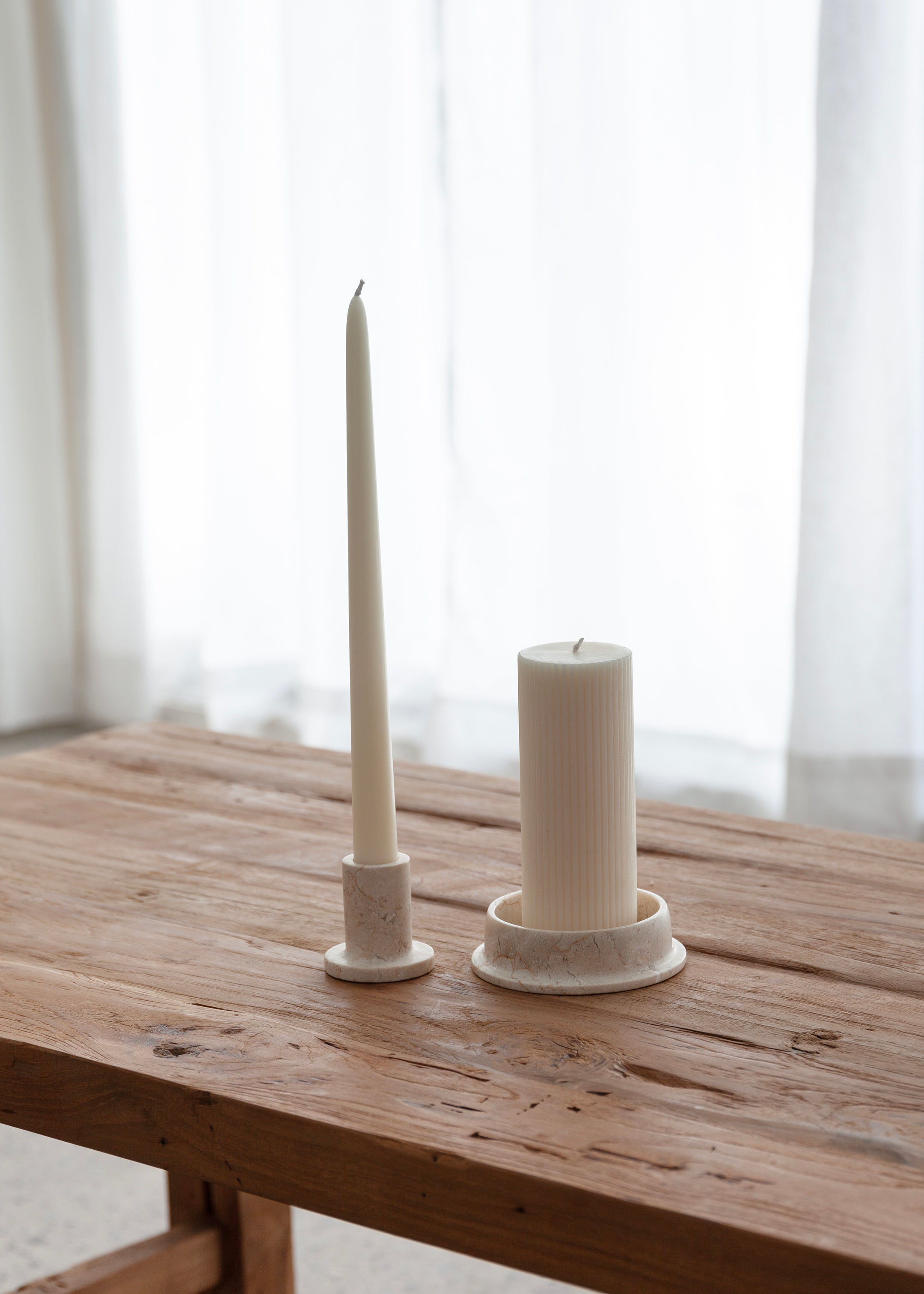 Aki Marble Candle Holder / Cream