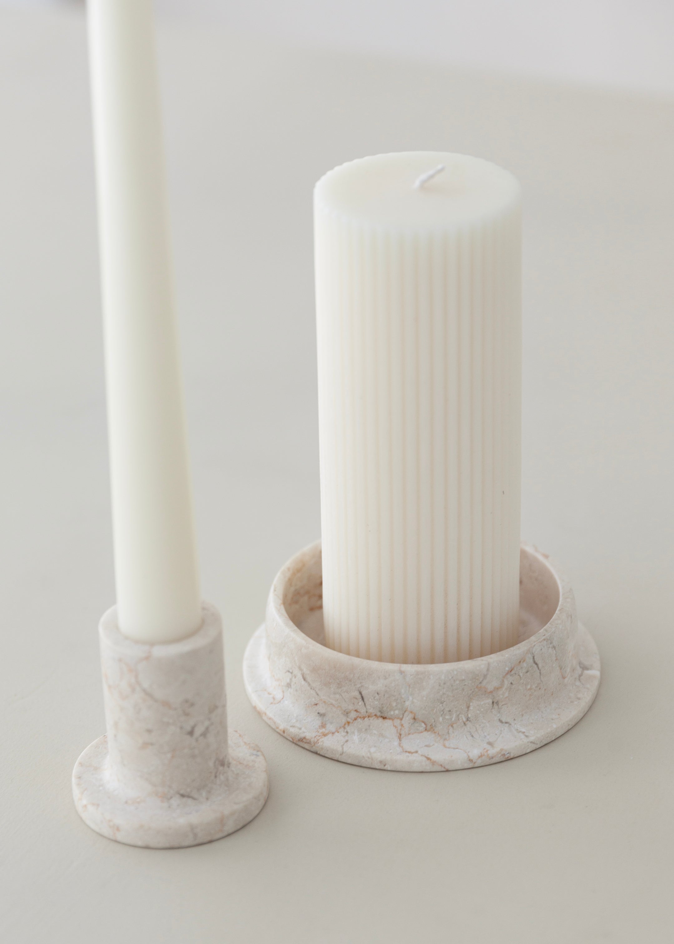 Aki Marble Candle Holder / Cream