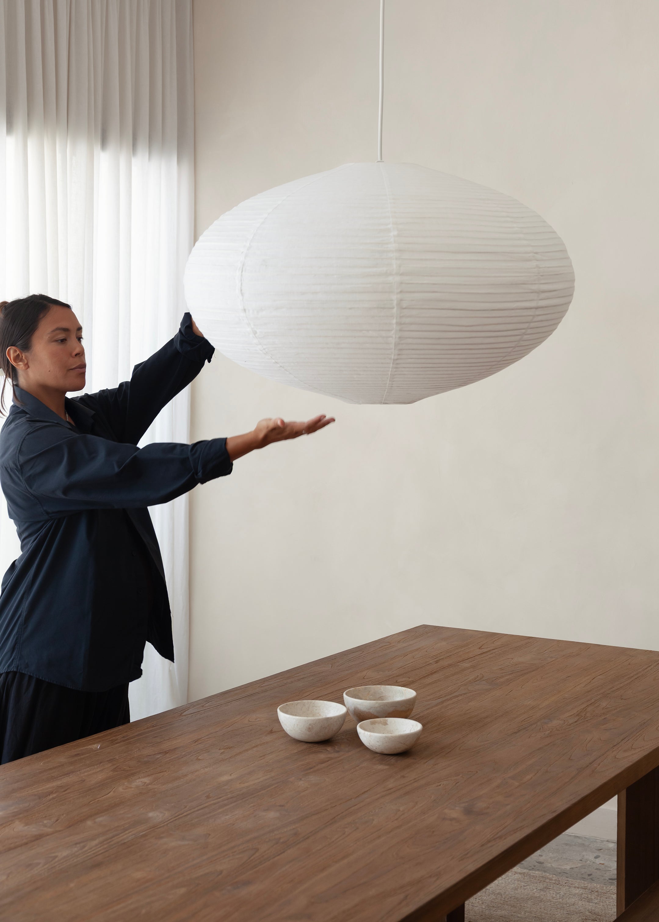 Celia Linen Lantern / Off White