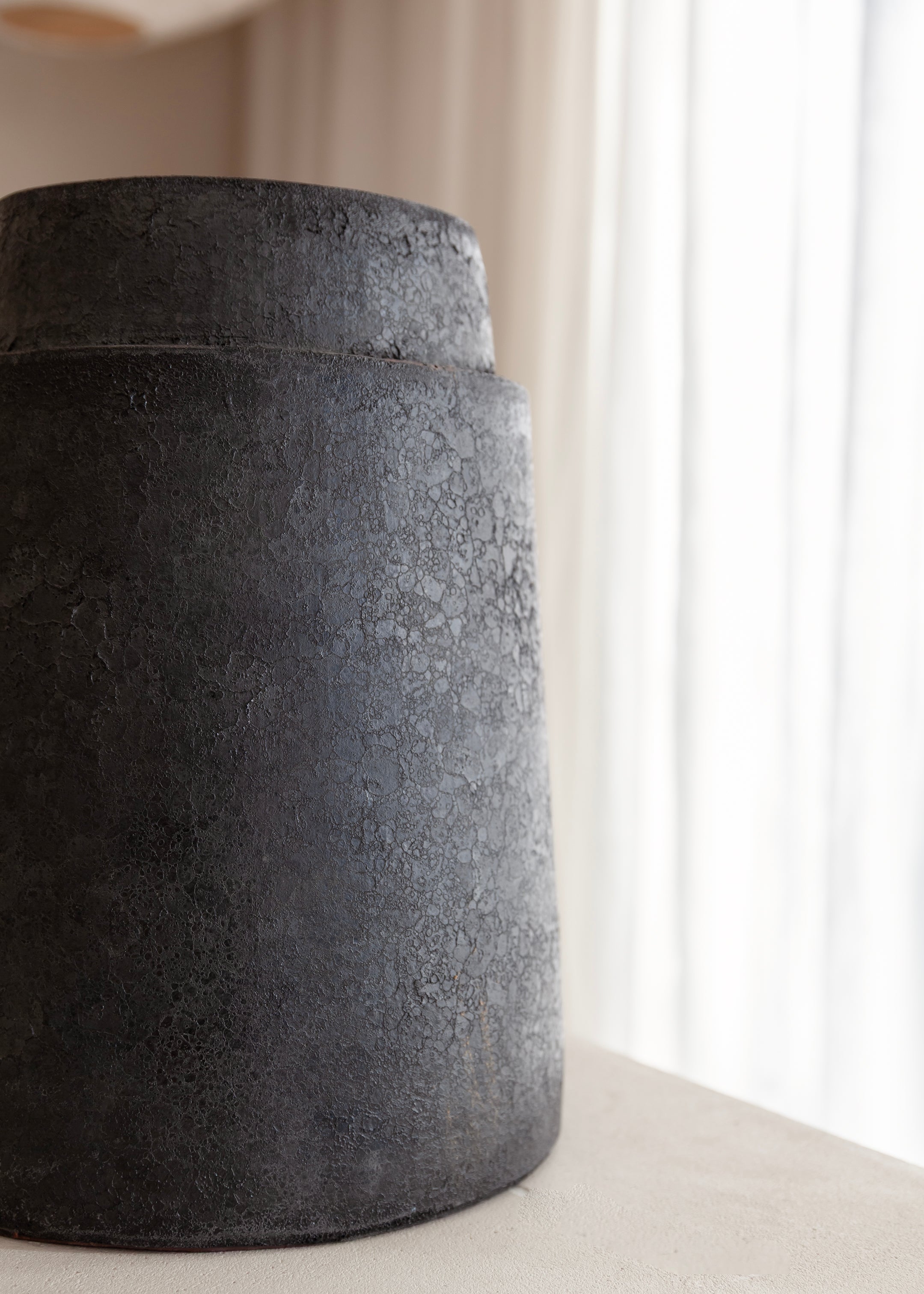 Earthenware Tapered Vessel / Aged Black