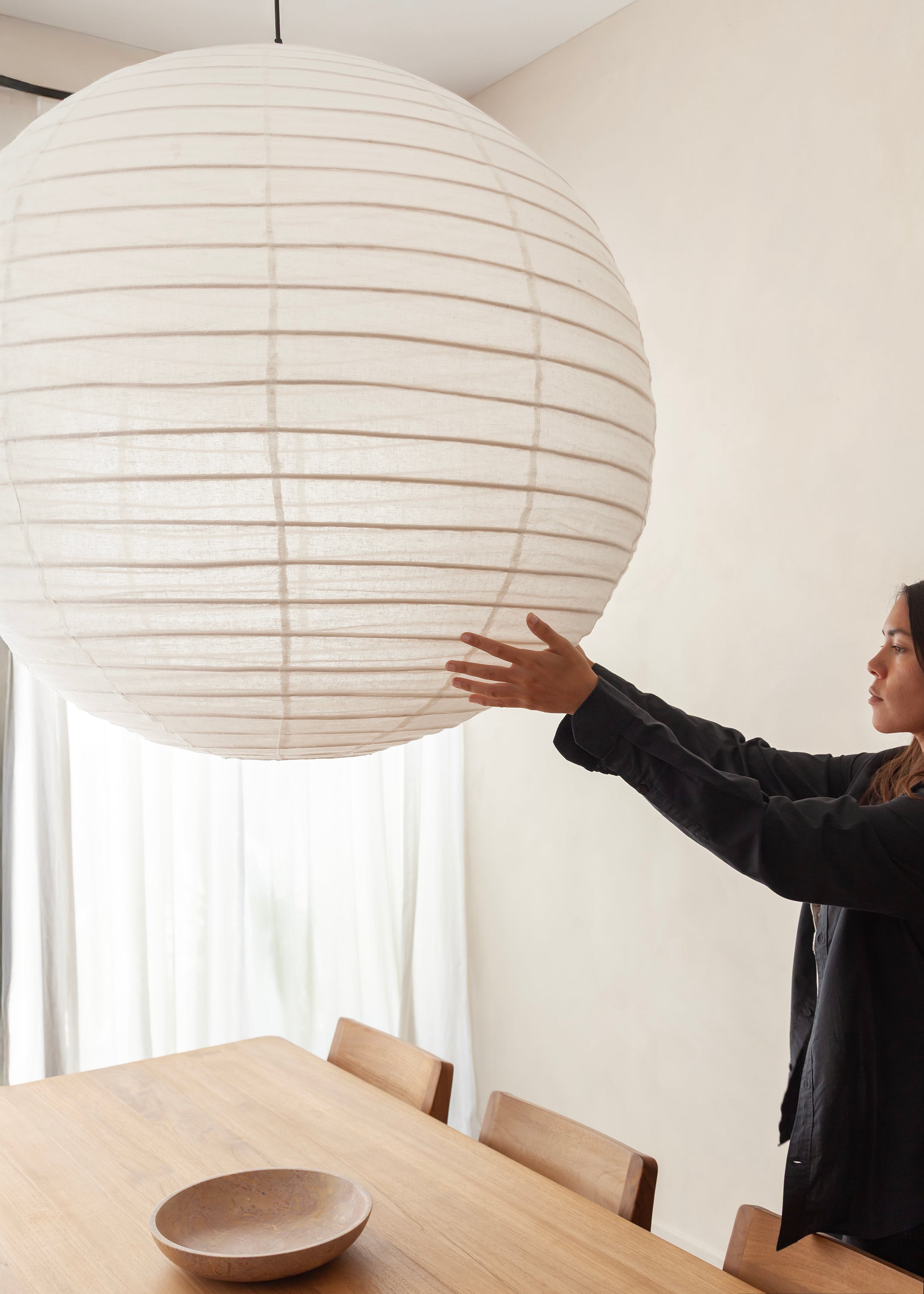 Globe Linen Lantern / Off  White