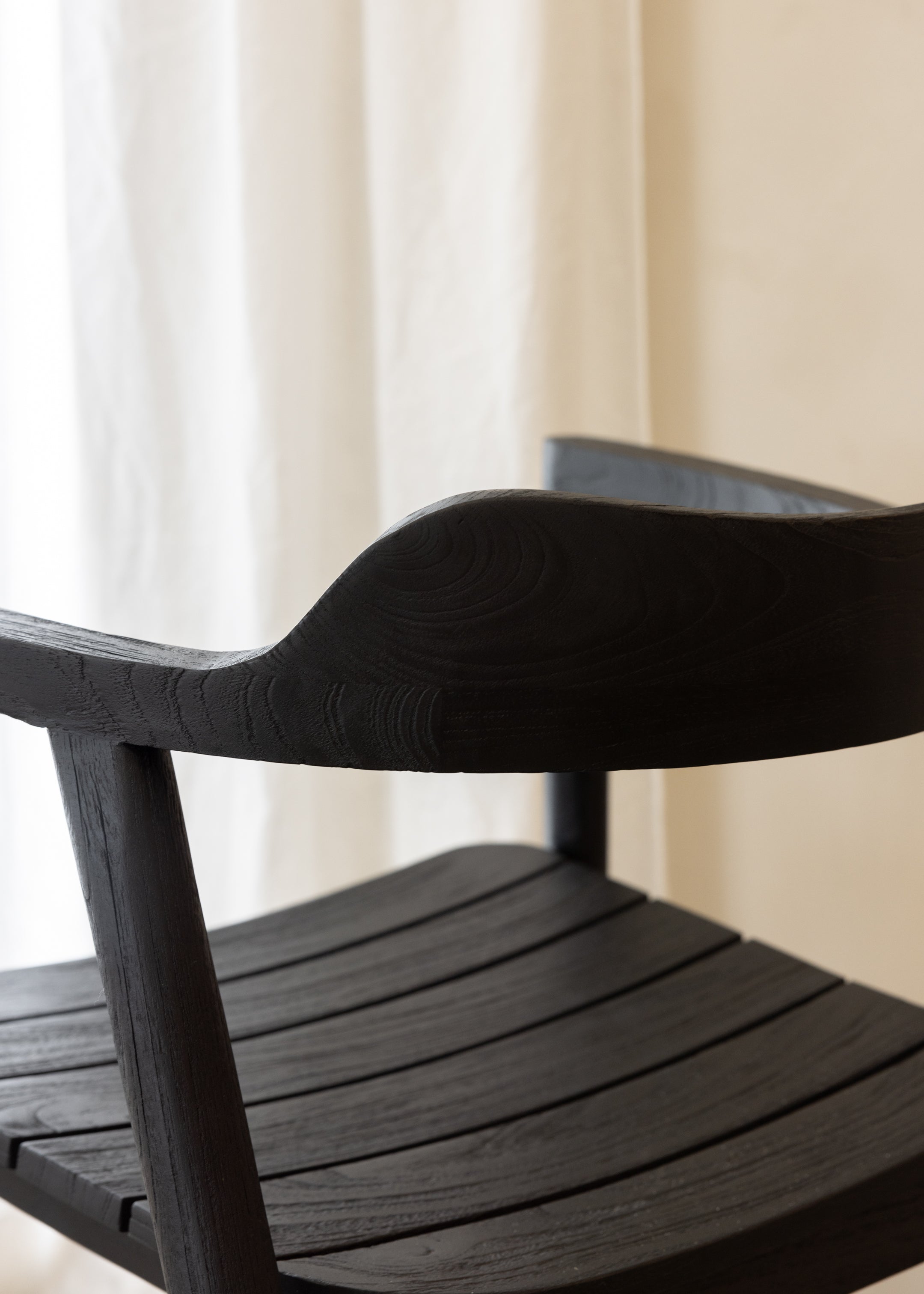 Bilbo Outdoor Slatted Dining Chair / Black