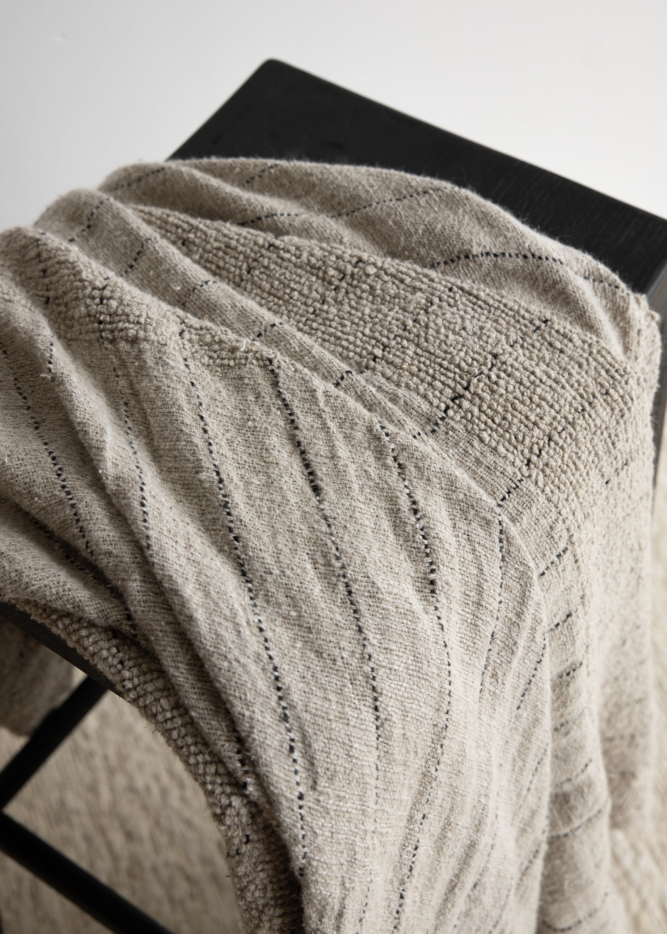 Mayla Oversized Linen & Cotton Throw / Natural