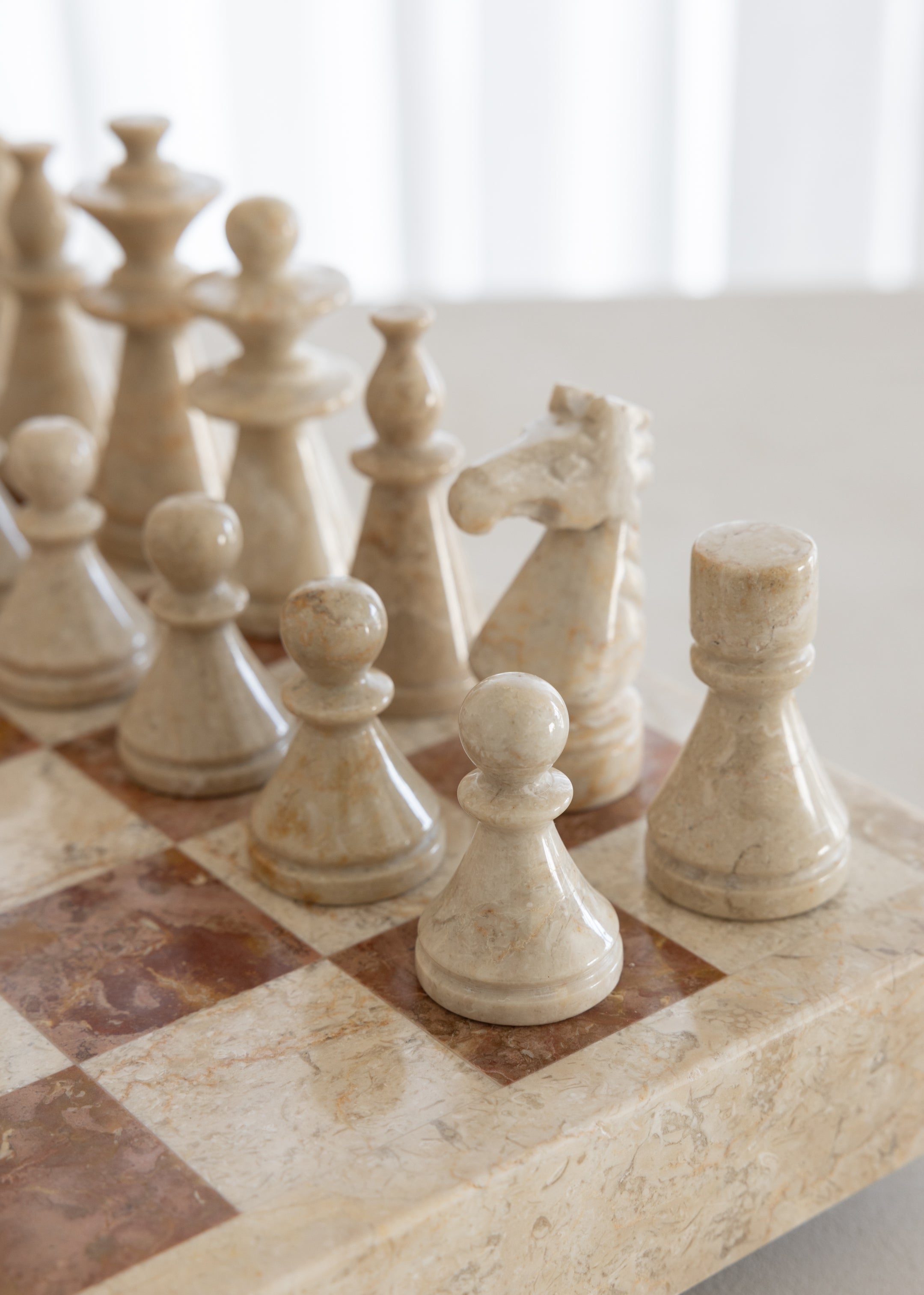 Maku Marble Chess Set / Cream and Terracotta