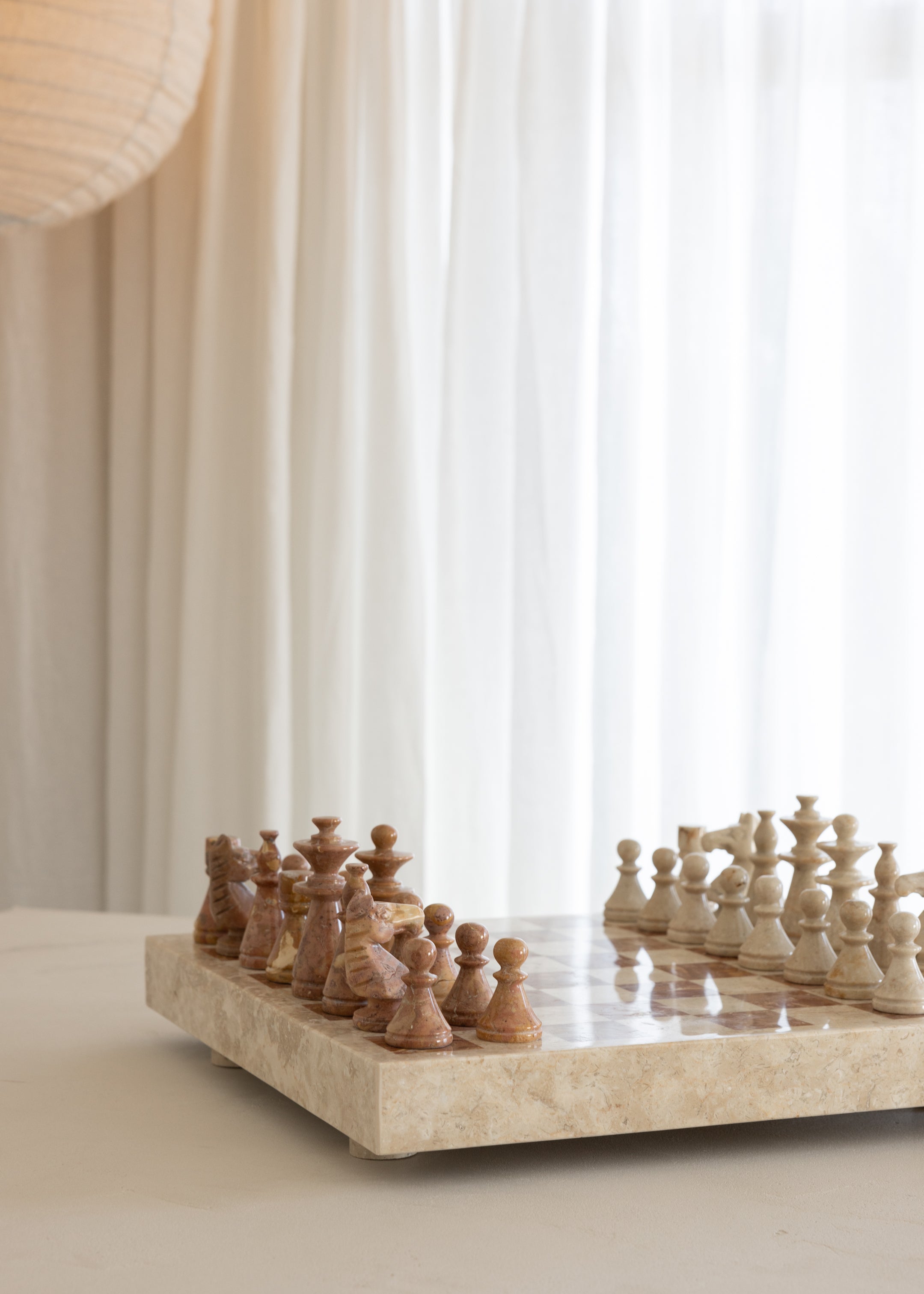 Maku Marble Chess Set / Cream and Terracotta