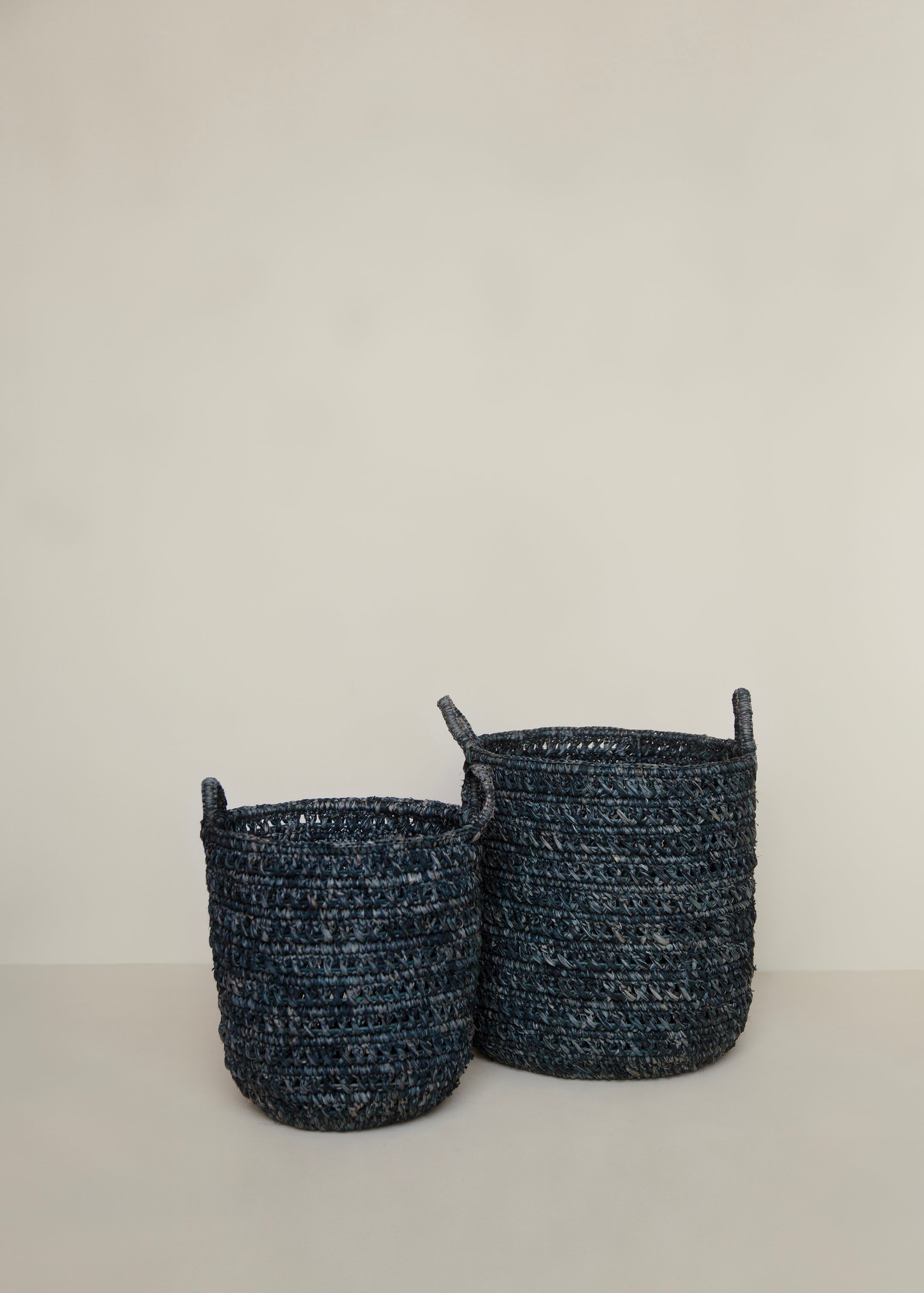 Raffia Basket Set Of 2 / Charcoal