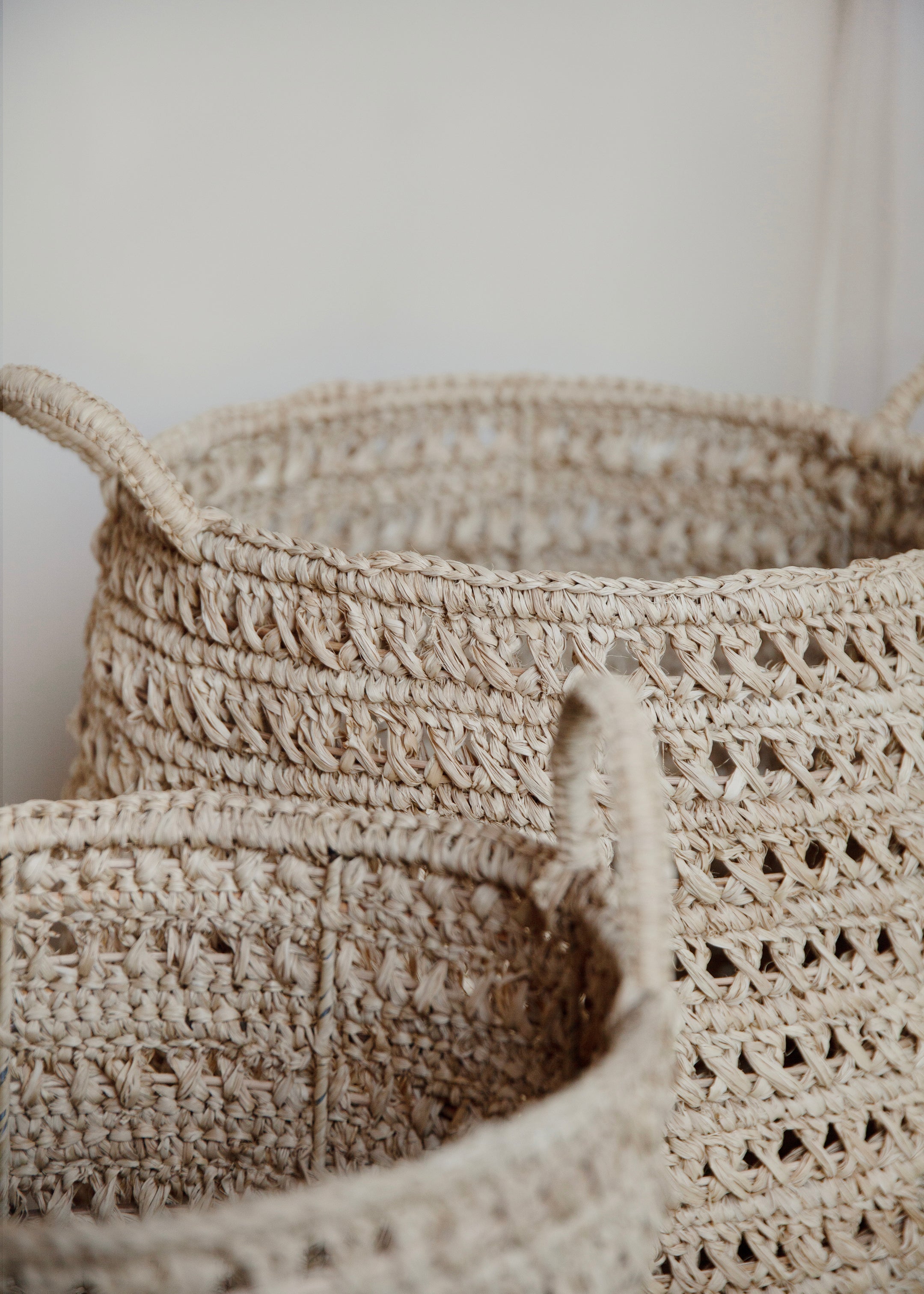 Raffia Basket Set Of 2 / Natural