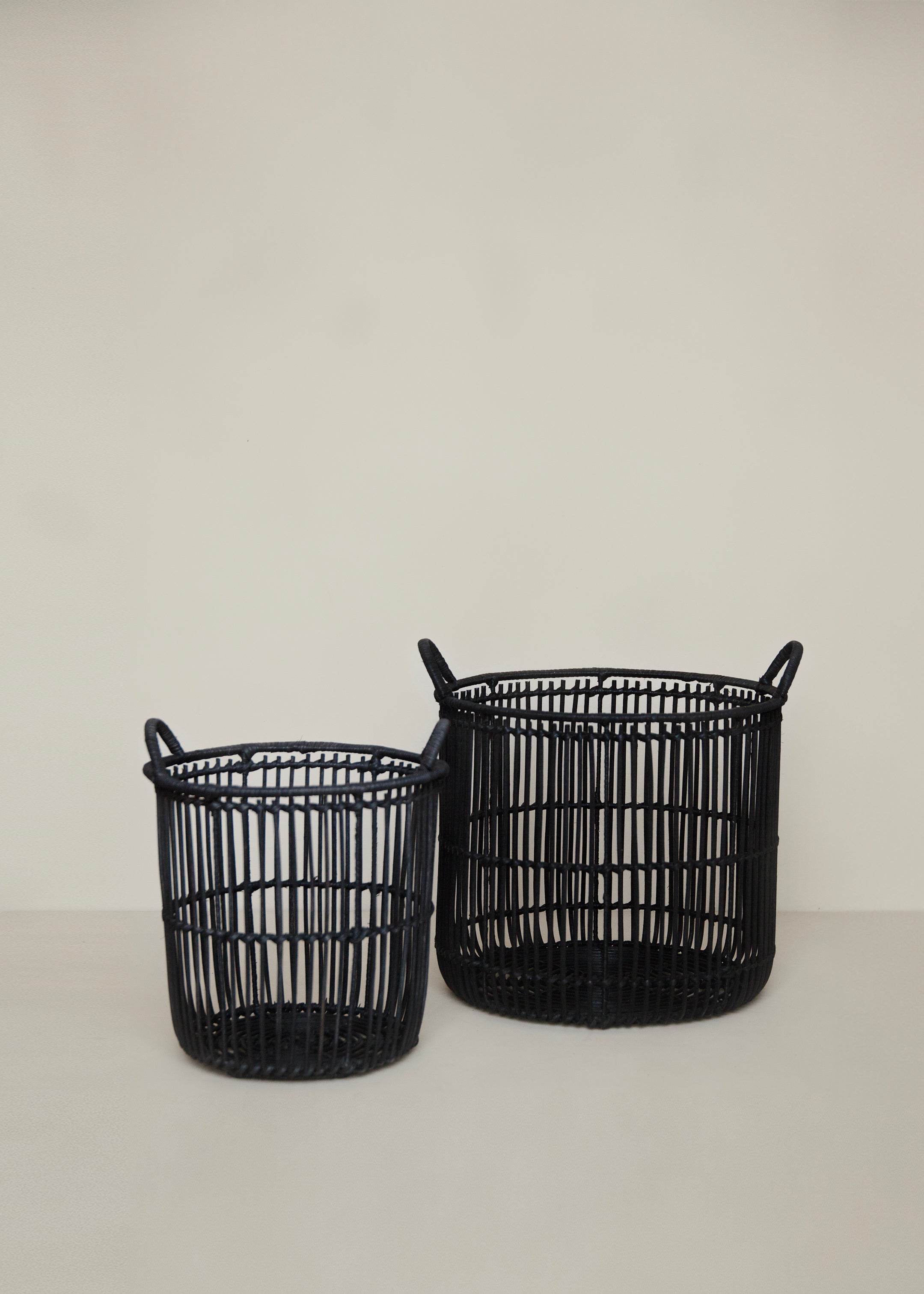 Rattan Basket Set Of 2 / Charcoal